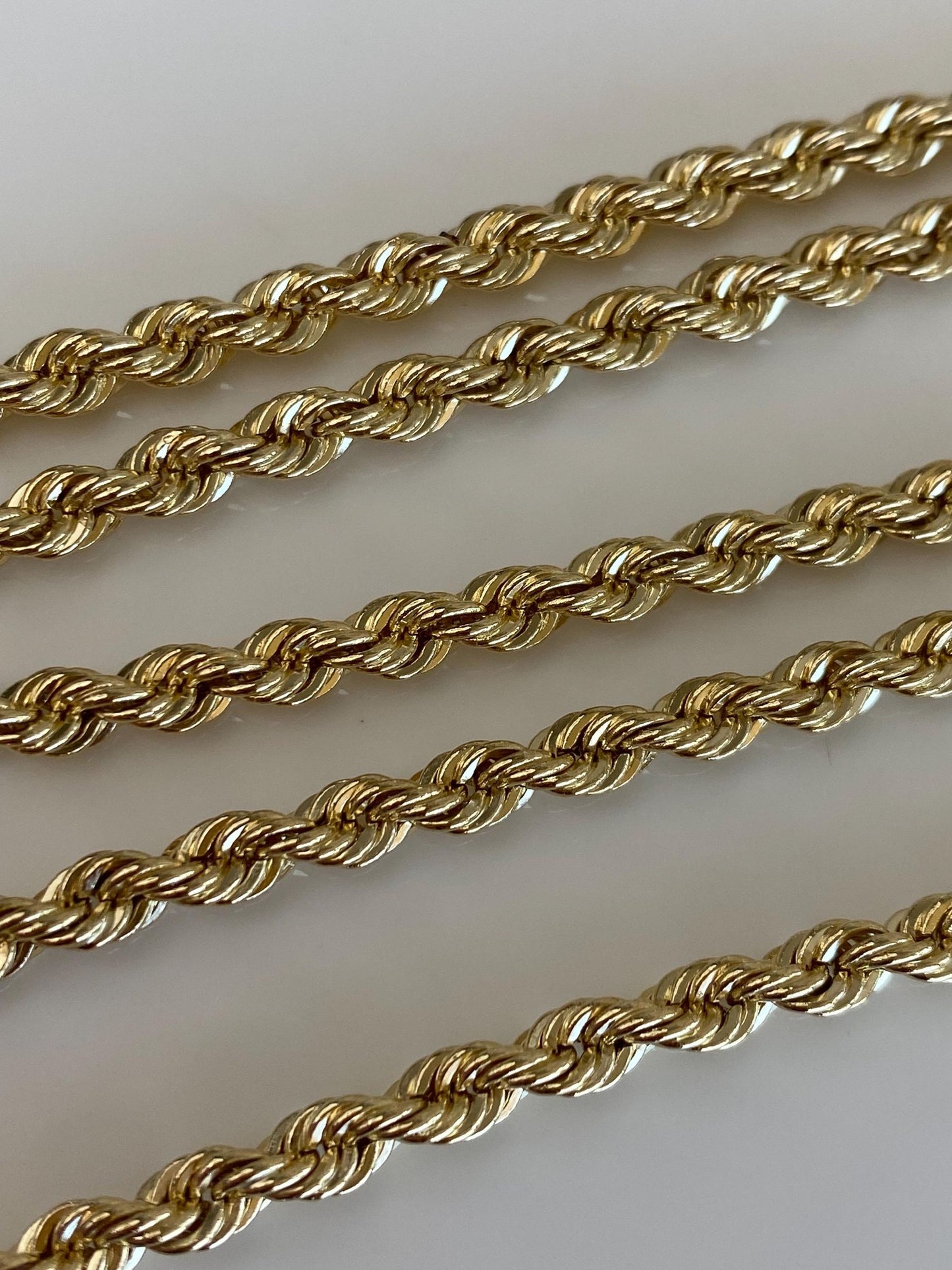 Vintage Solid 14k Yellow Gold Long Rope Chain Necklace - 20 inches