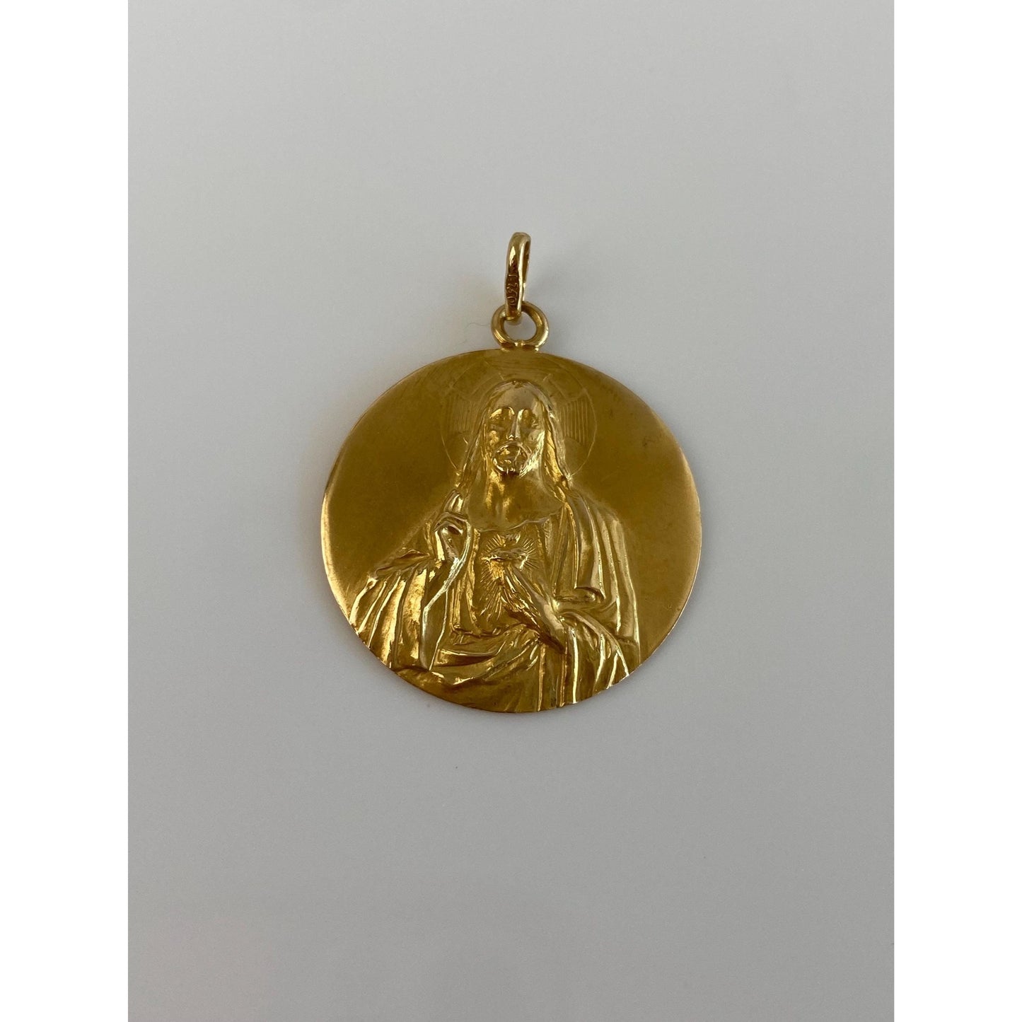 Solid 18k Yellow Gold Religious Jesus Sacred Heart Charm
