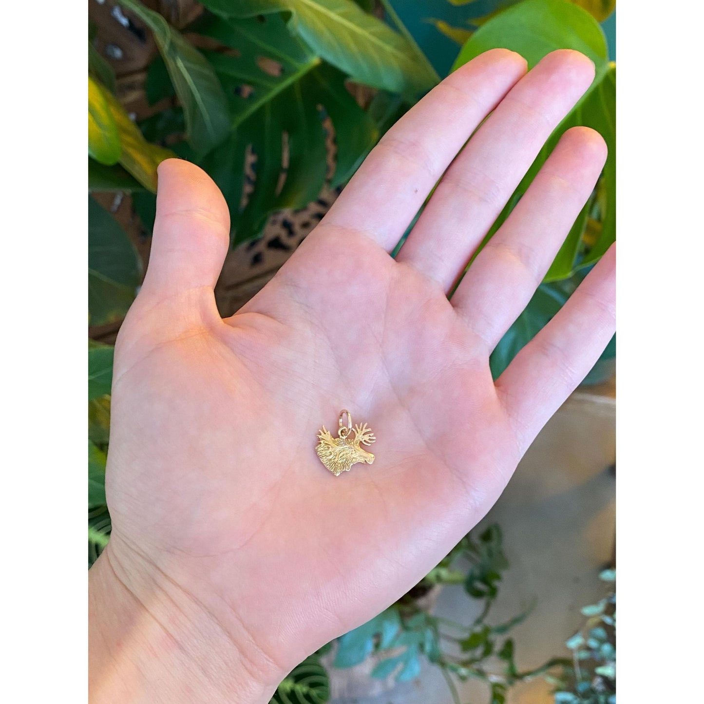 Solid 14k Yellow Gold Elk Charm