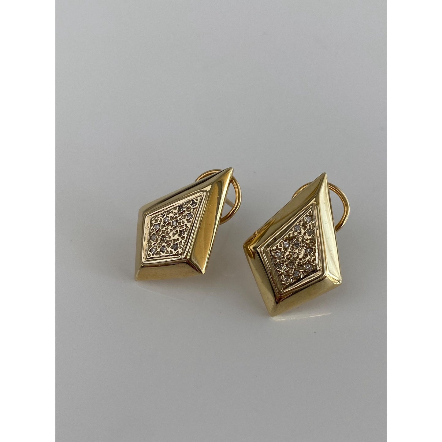 Vintage Solid 14k Yellow Gold Diamond Drop Earrings