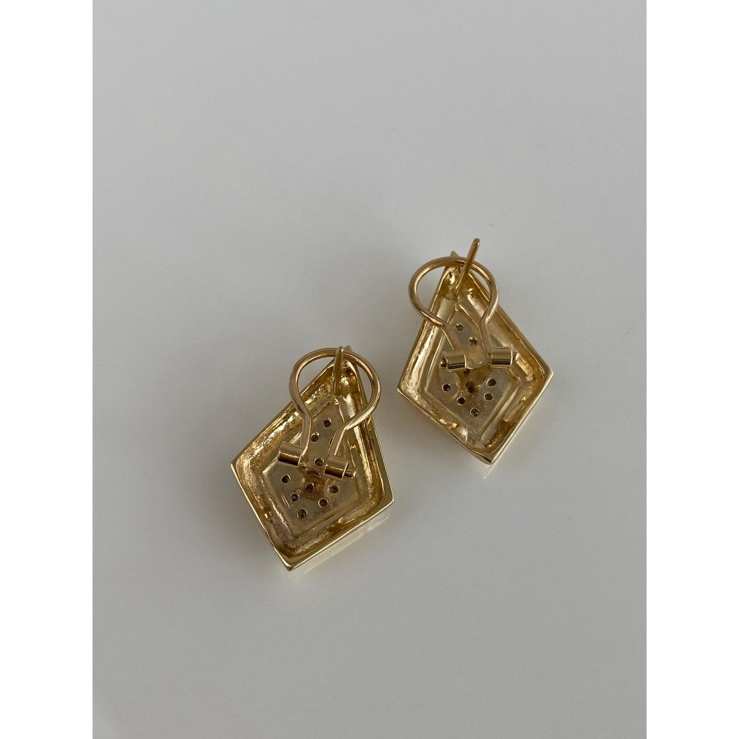 Vintage Solid 14k Yellow Gold Diamond Drop Earrings