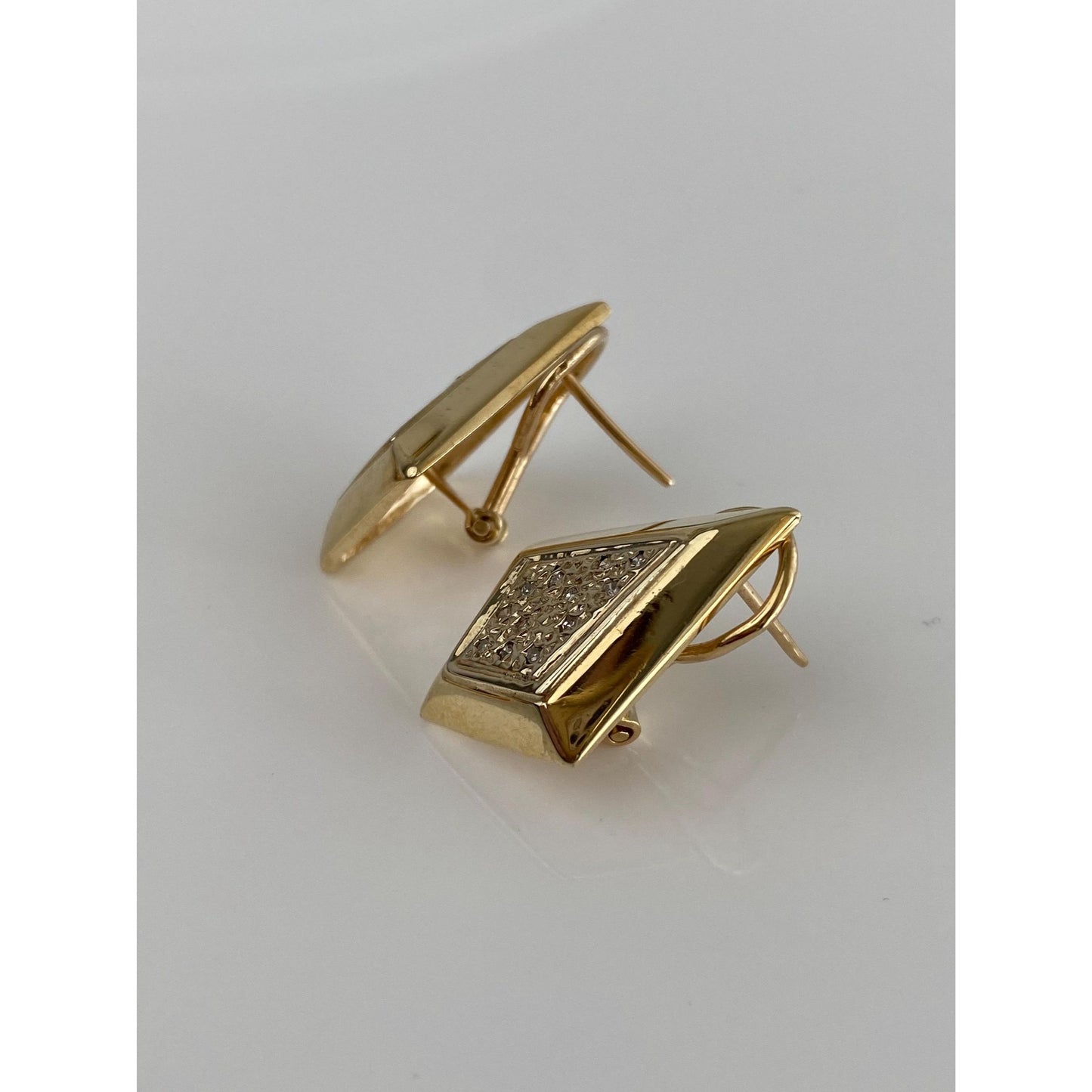 Vintage Solid 14k Yellow Gold Diamond Drop Earrings