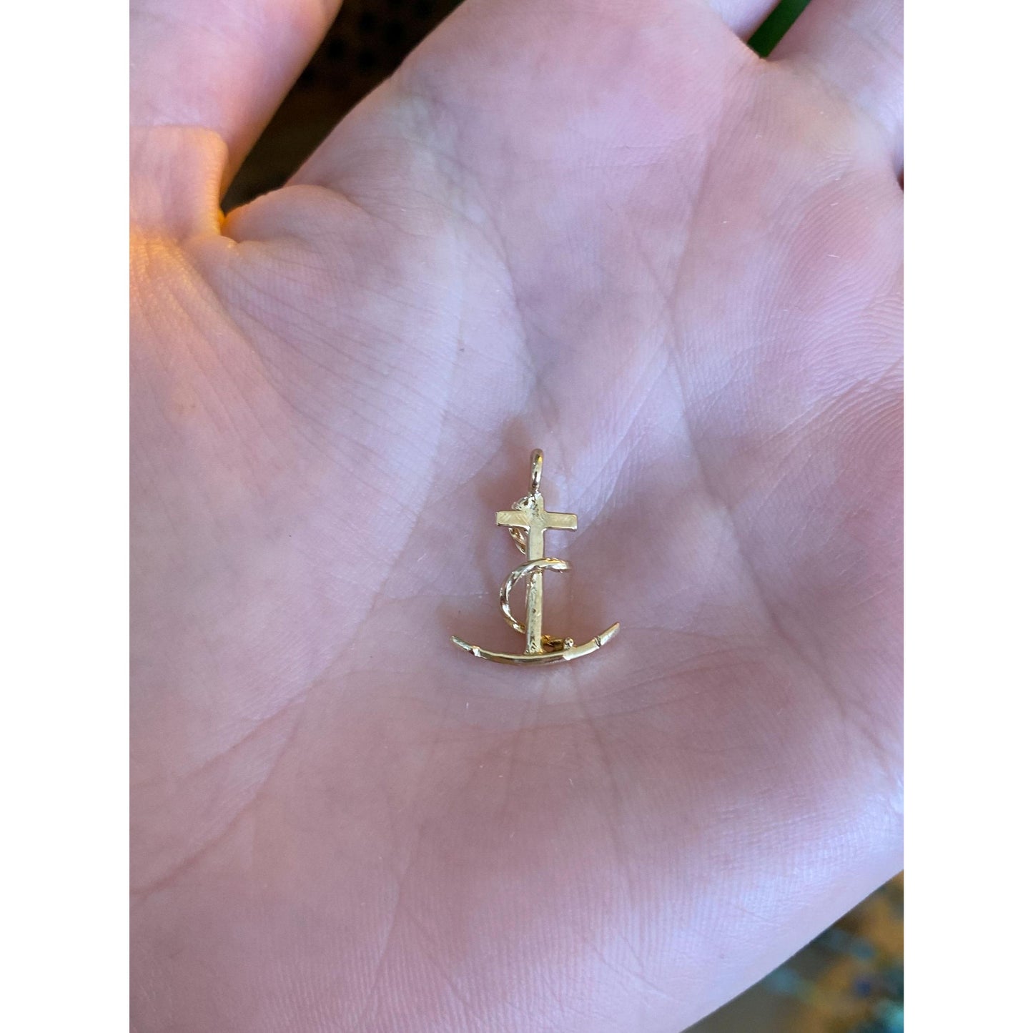Vintage Solid 14k Yellow Gold Anchor Cross Charm