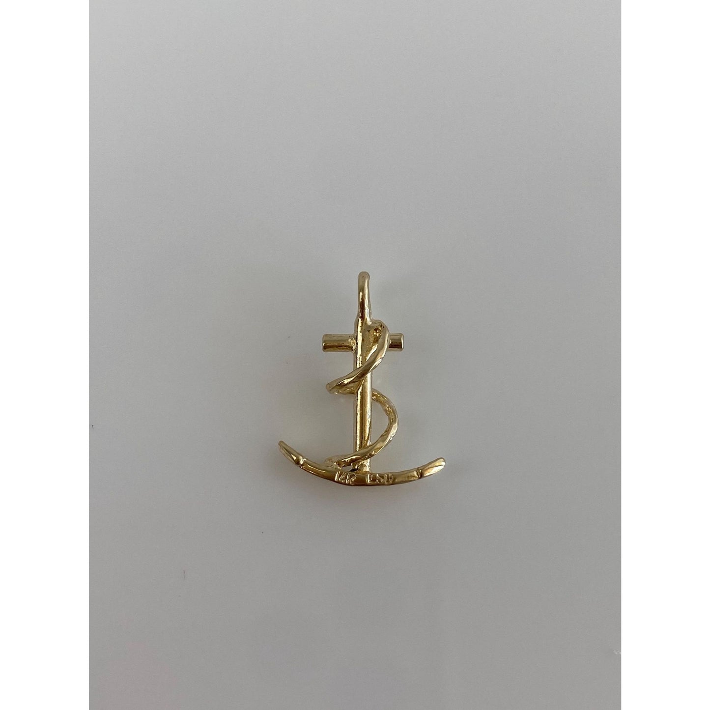 Vintage Solid 14k Yellow Gold Anchor Cross Charm