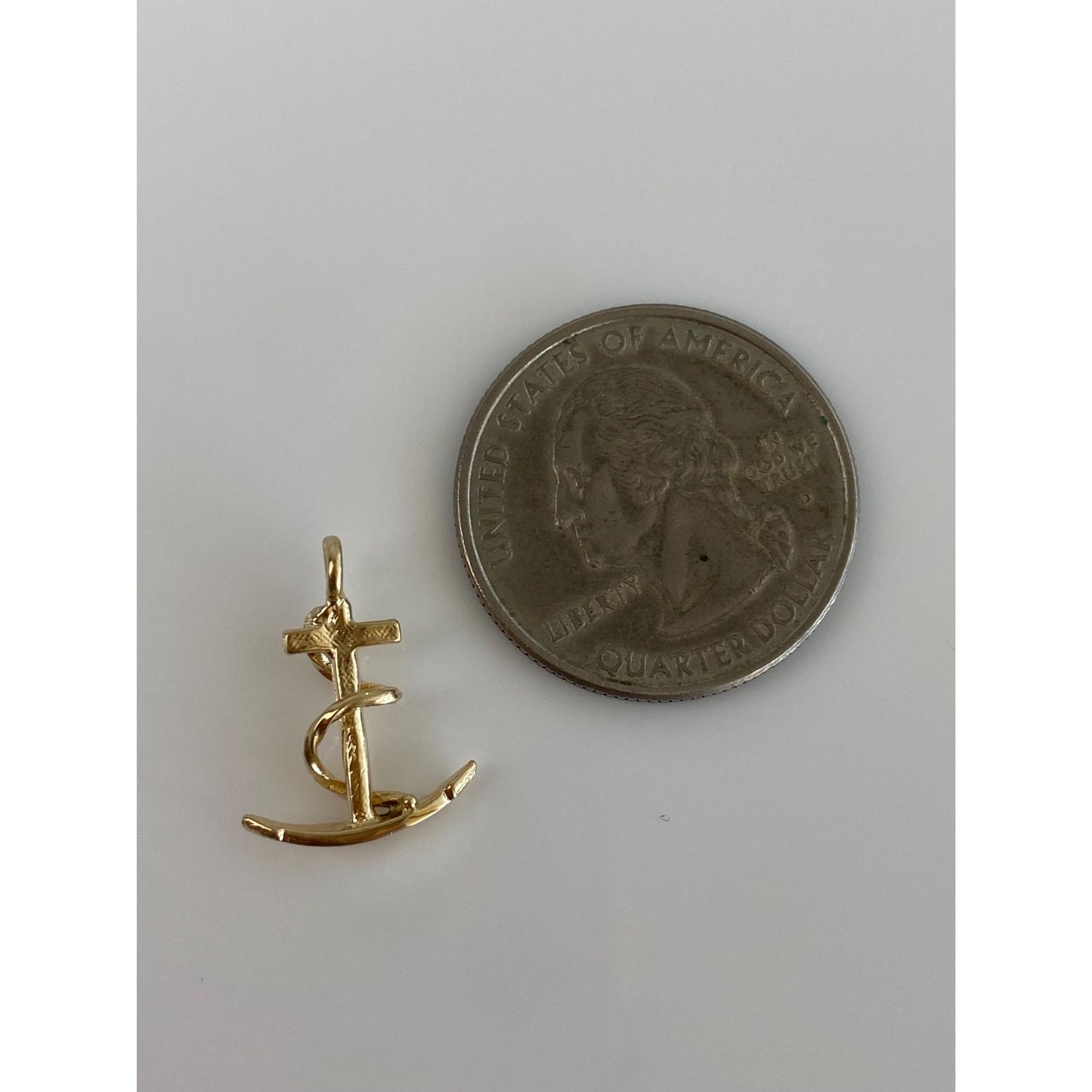 Vintage Solid 14k Yellow Gold Anchor Cross Charm