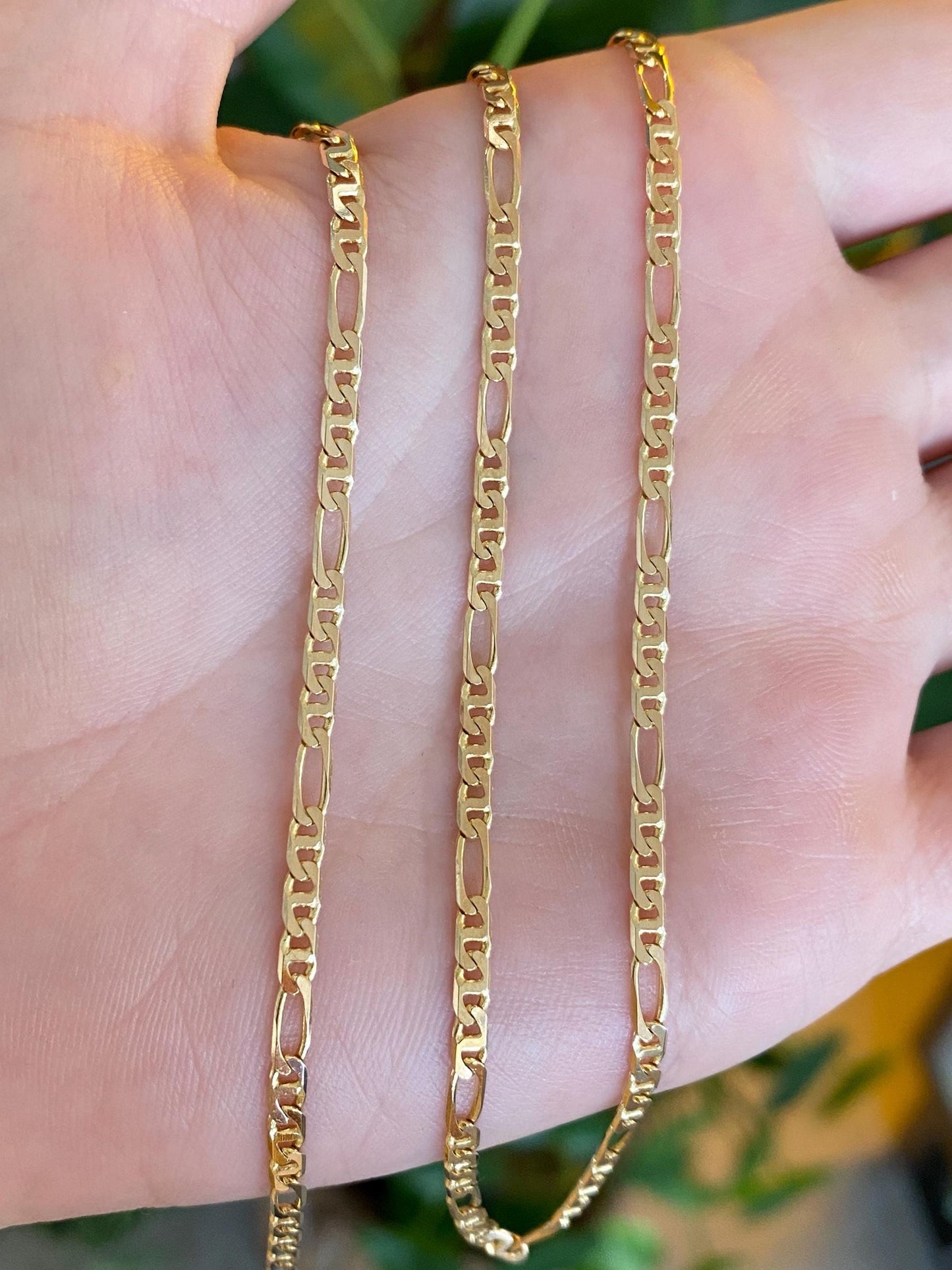 Vintage Solid 14k Yellow Gold Figaro Chain Necklace - 24.25 inches