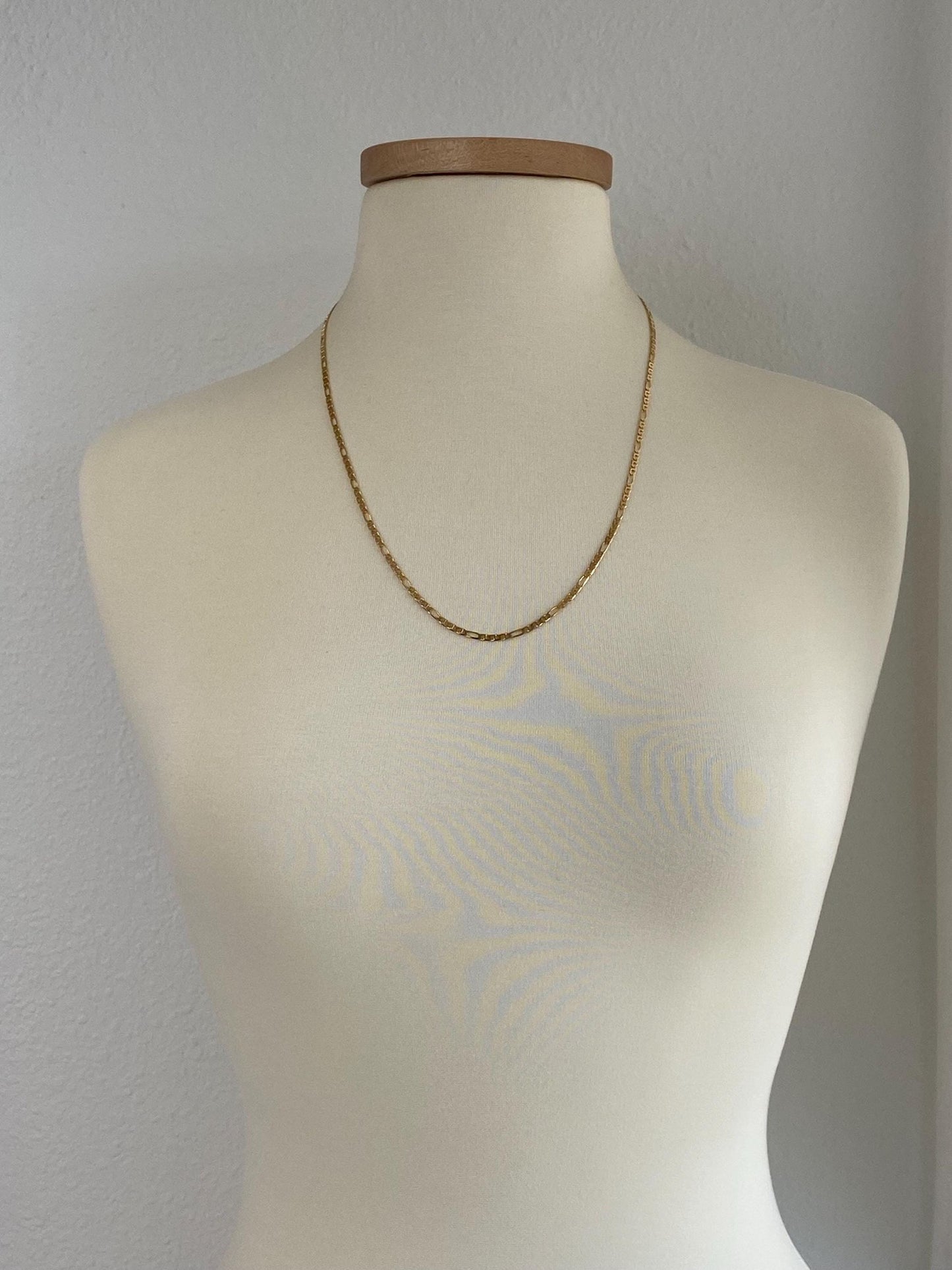 Vintage Solid 14k Yellow Gold Figaro Chain Necklace - 24.25 inches