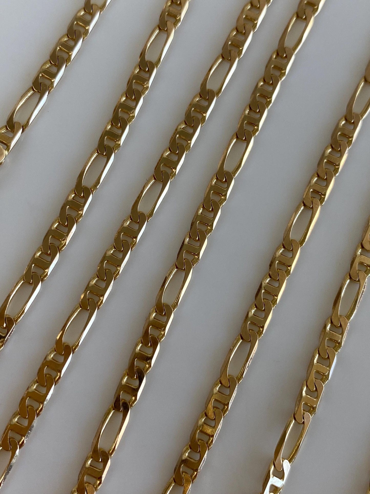 Vintage Solid 14k Yellow Gold Figaro Chain Necklace - 24.25 inches