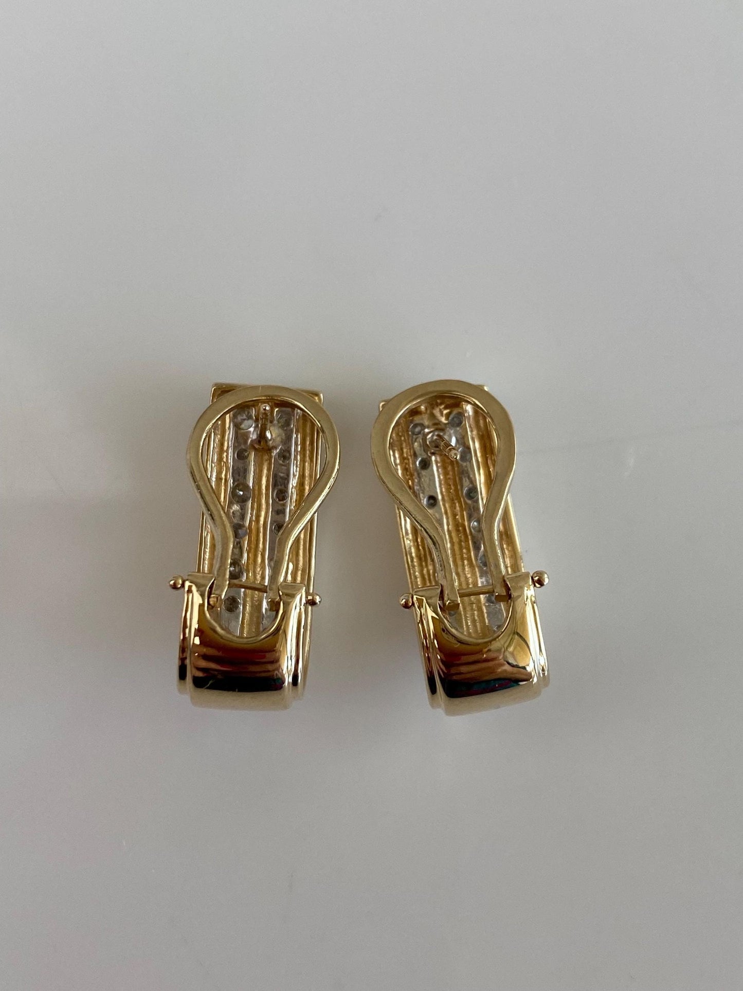 Vintage Solid 10k White & Yellow Gold Diamond Drop Earrings