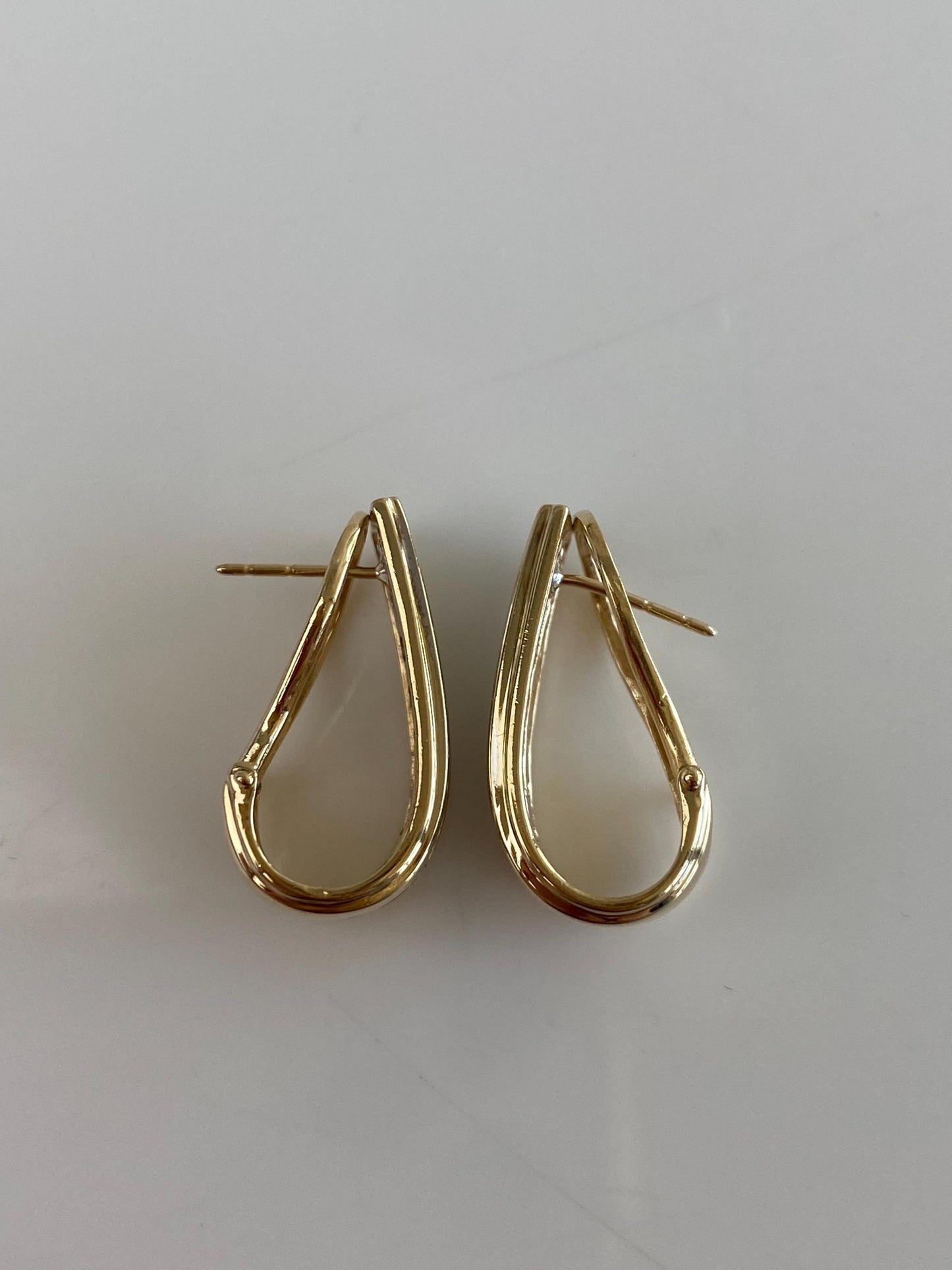 Vintage Solid 10k White & Yellow Gold Diamond Drop Earrings