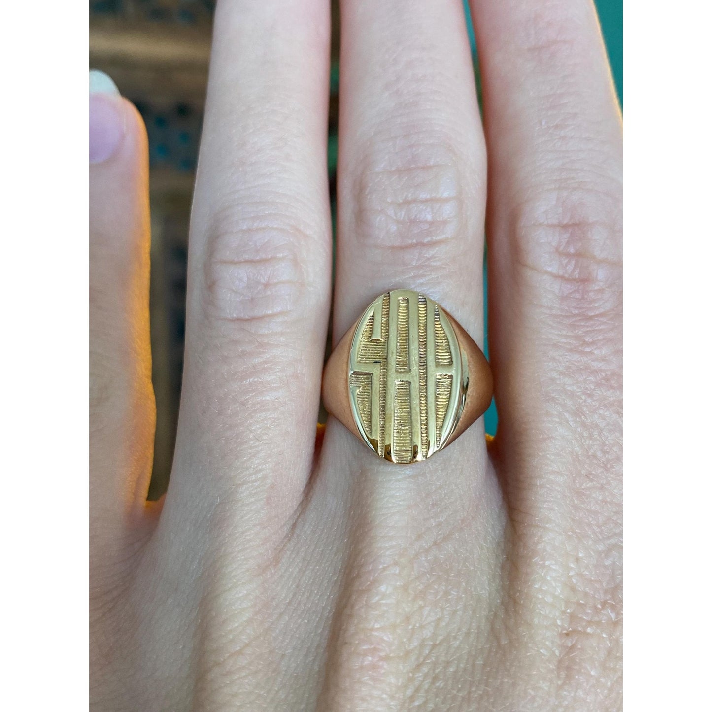 Vintage Solid 10k Yellow Gold Signet Ring Band - Size 6.75