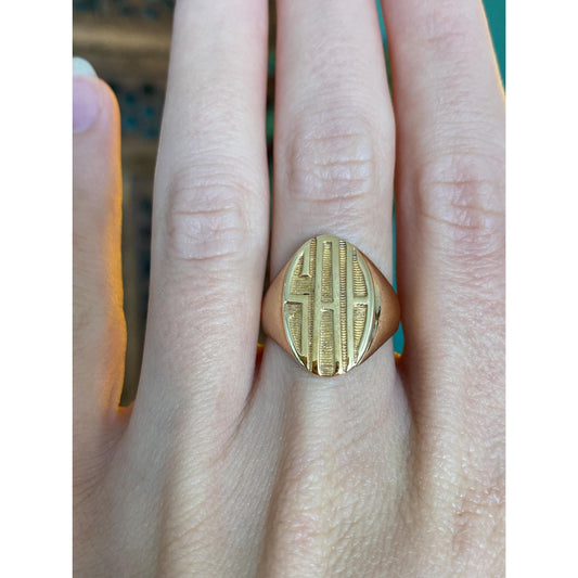 Vintage Solid 10k Yellow Gold Signet Ring Band - Size 6.75