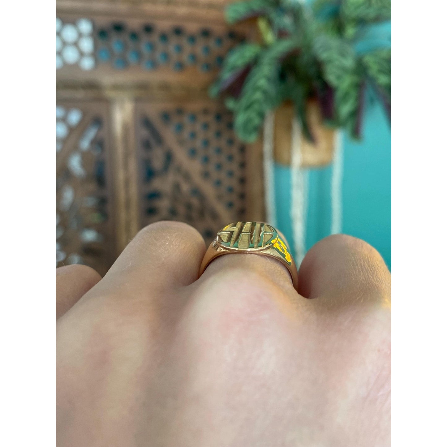 Vintage Solid 10k Yellow Gold Signet Ring Band - Size 6.75