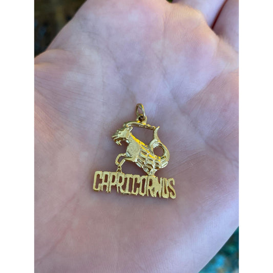 Vintage Solid 14k Yellow Gold Capricorn Seagoat Charm