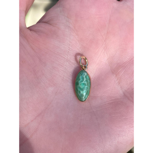 Vintage Solid 10k Yellow Gold Green Resin Stone Stick Pin Conversion Charm