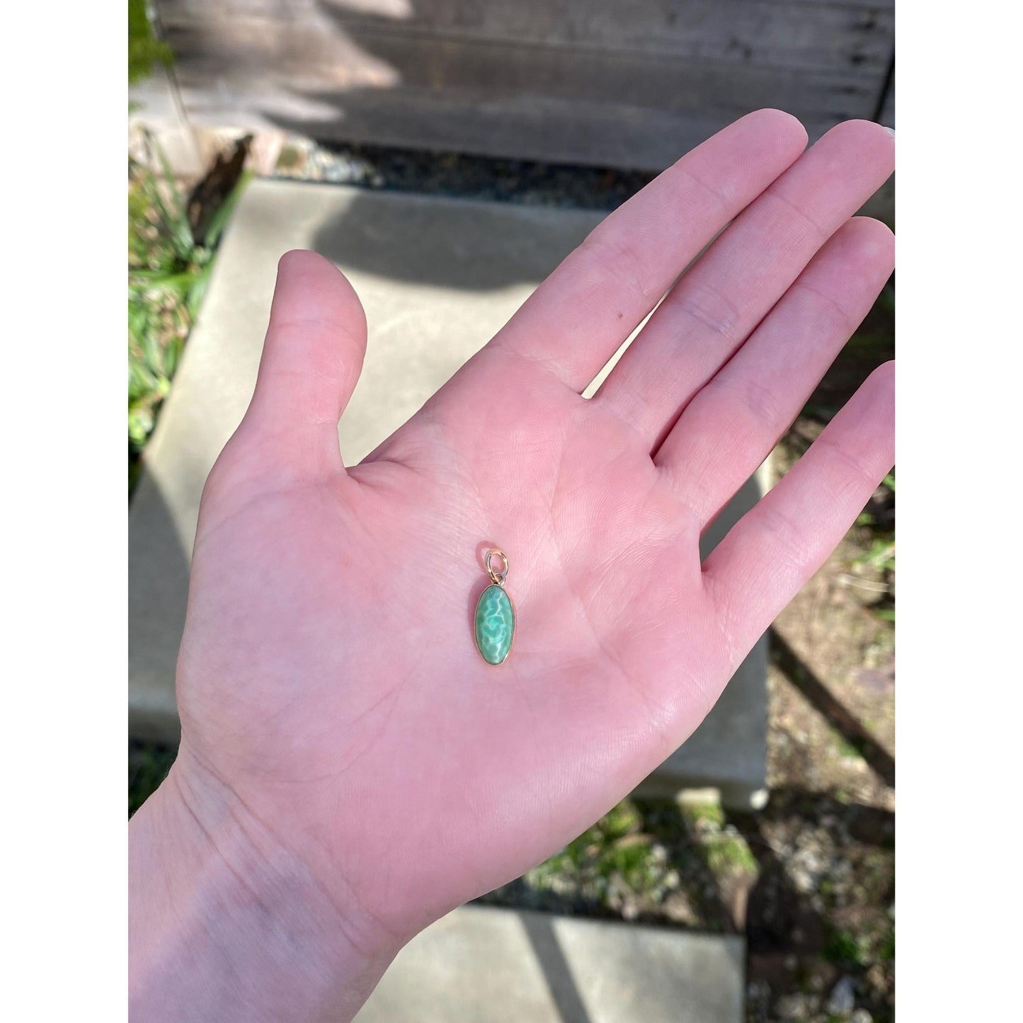 Vintage Solid 10k Yellow Gold Green Resin Stone Stick Pin Conversion Charm