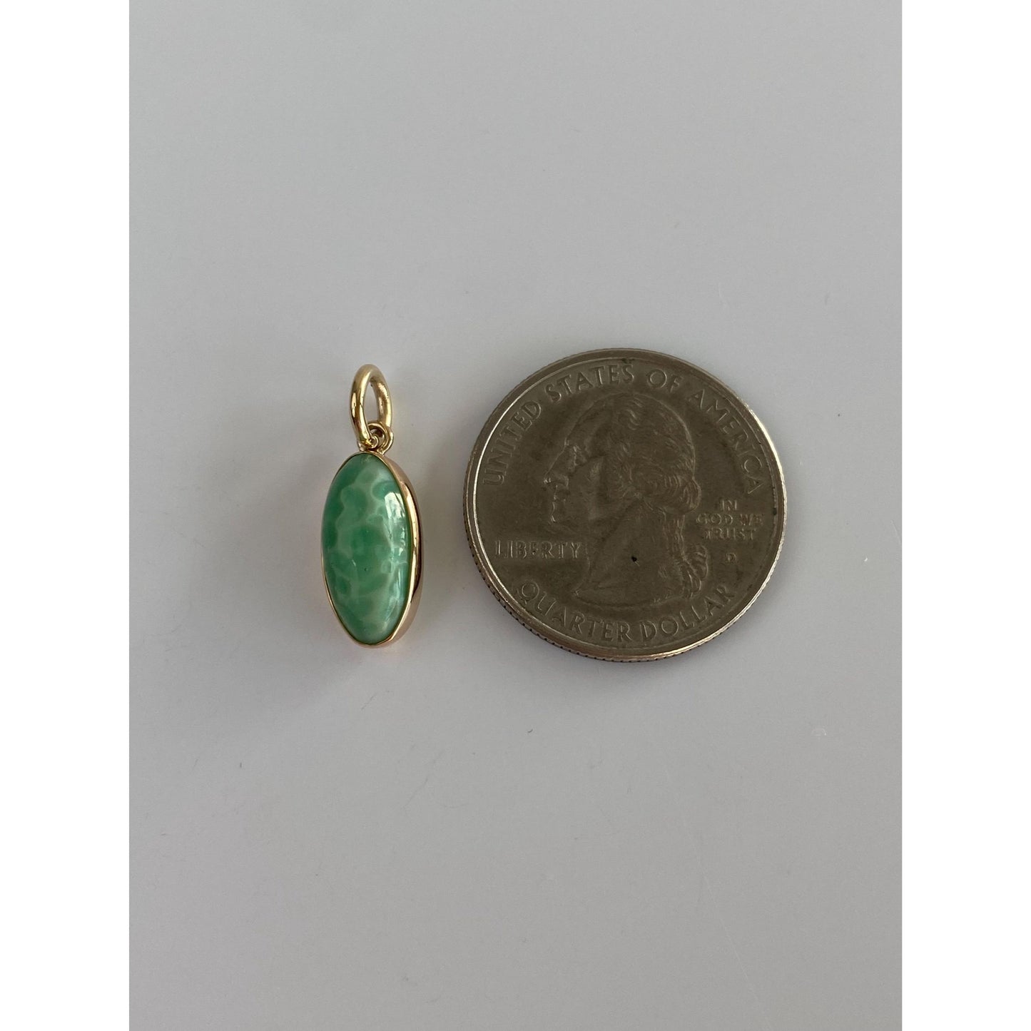 Vintage Solid 10k Yellow Gold Green Resin Stone Stick Pin Conversion Charm