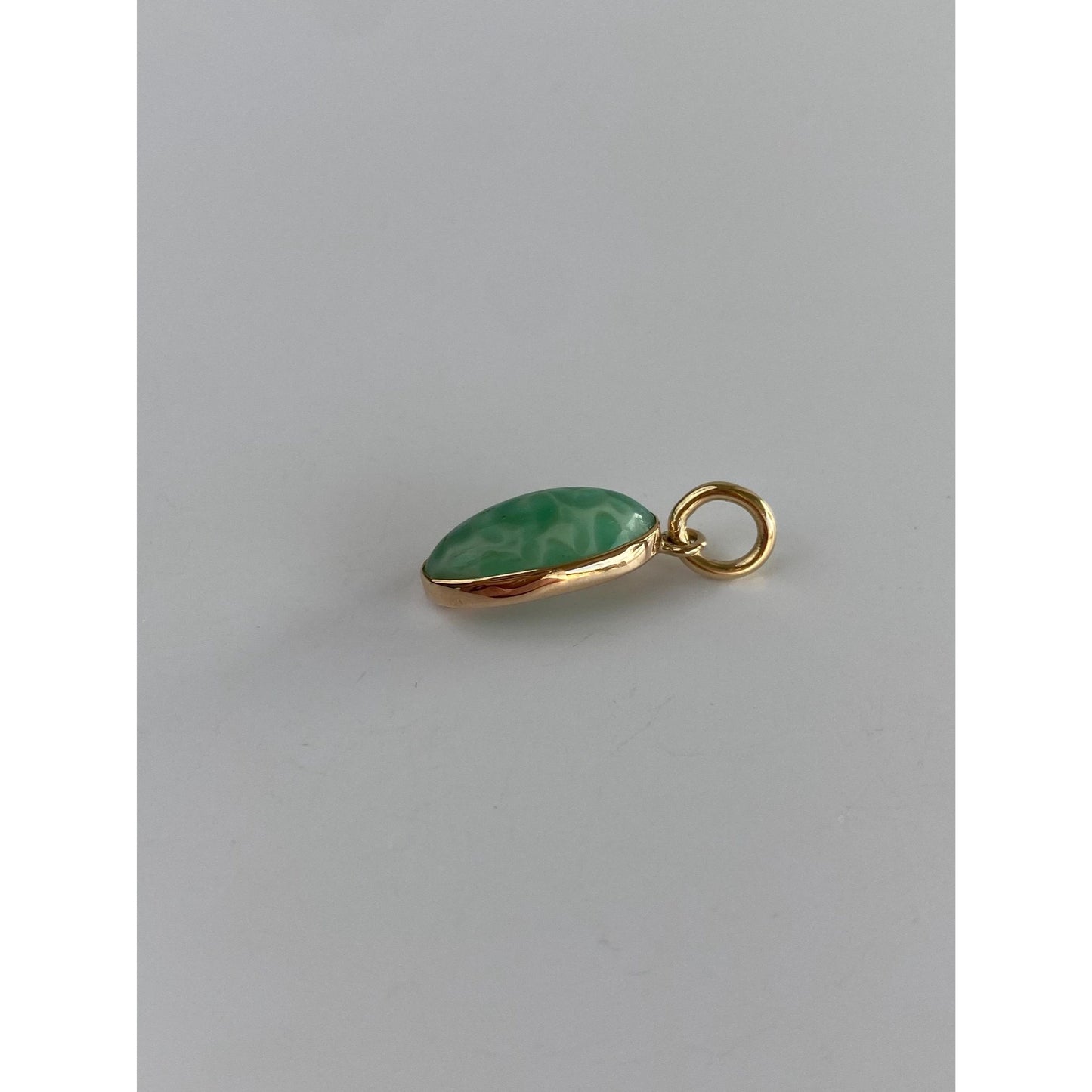 Vintage Solid 10k Yellow Gold Green Resin Stone Stick Pin Conversion Charm