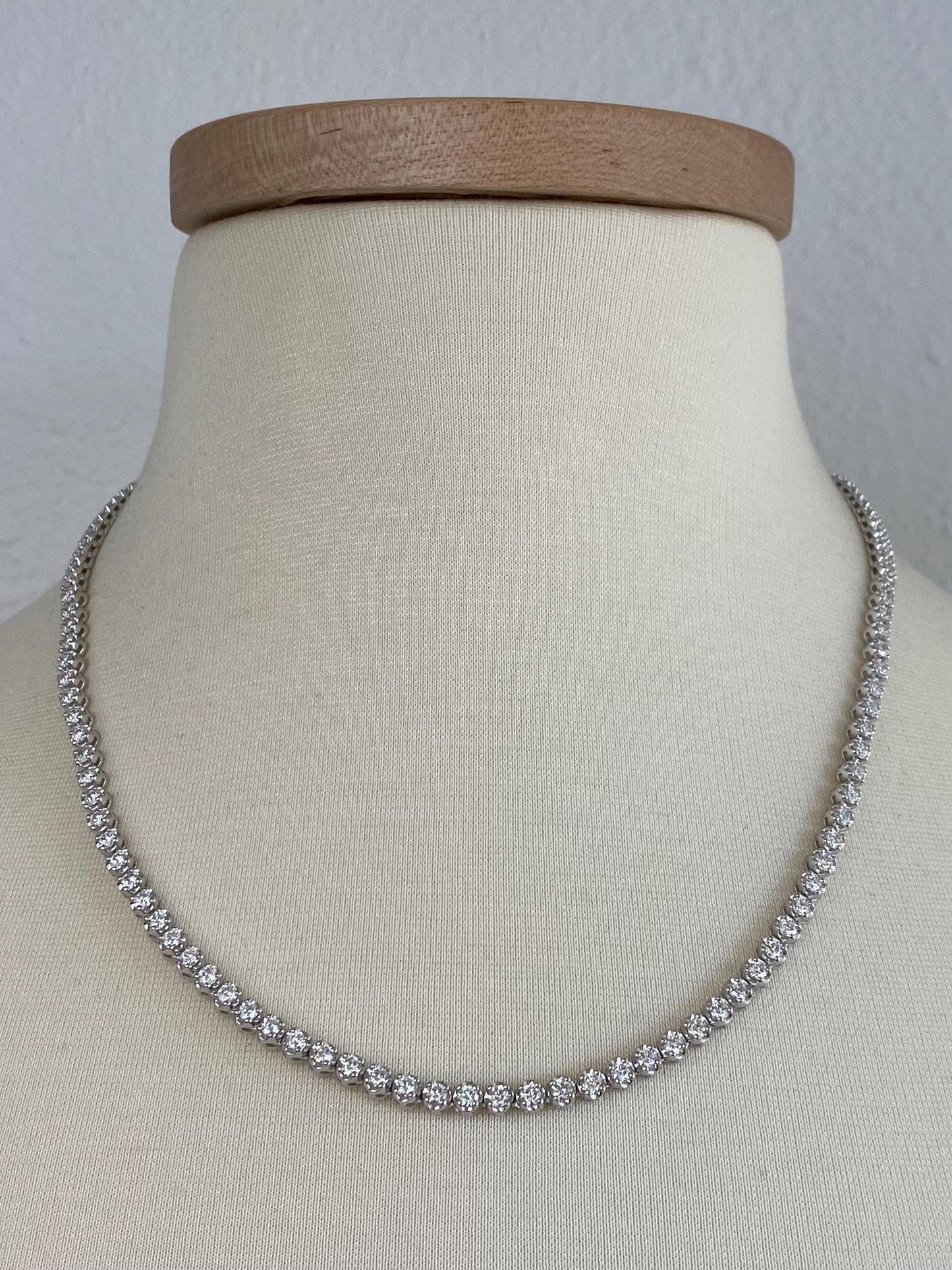 Vintage Solid 10k White Gold 7ct Diamond Link Necklace - 20 inches