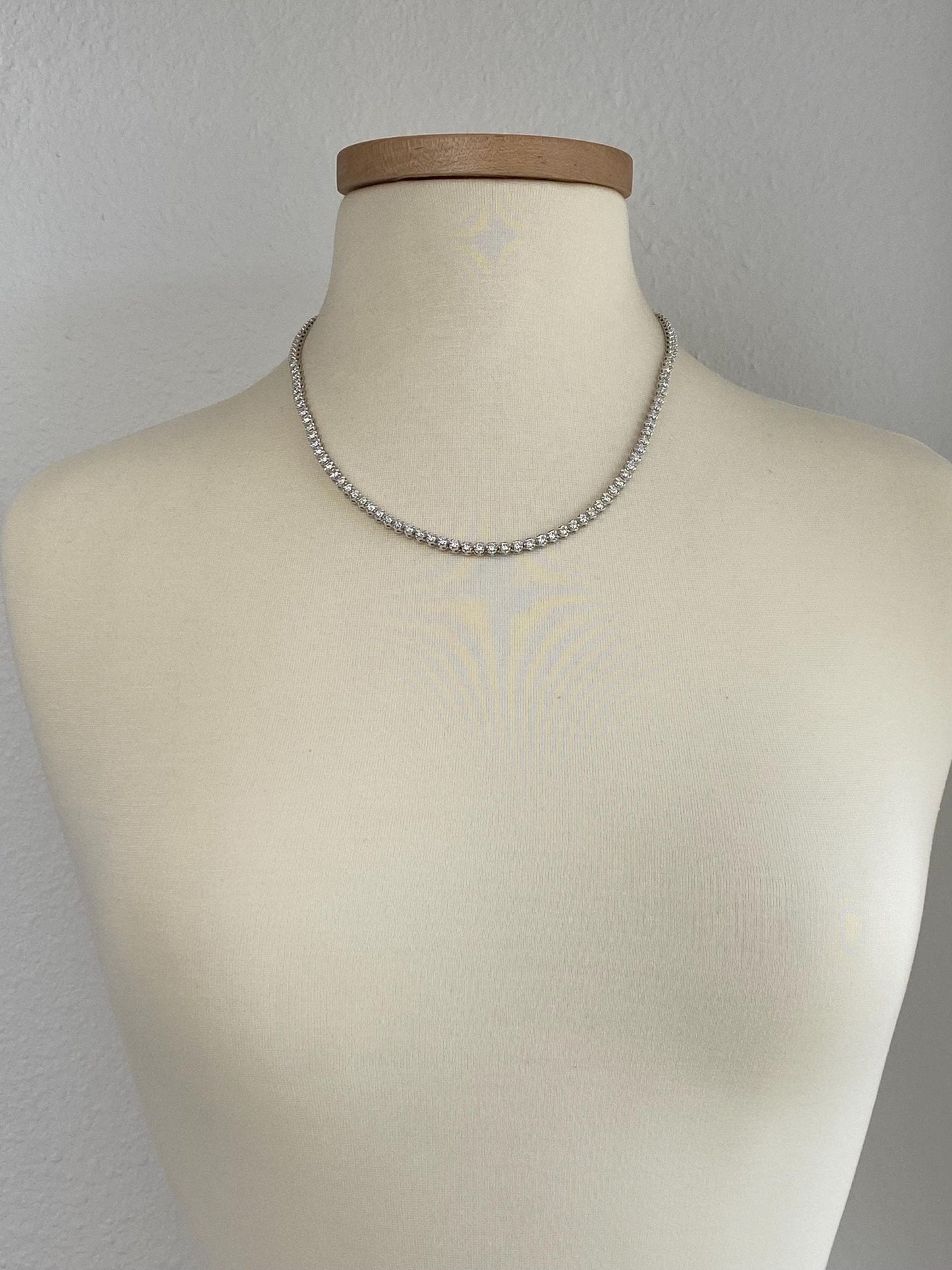 Vintage Solid 10k White Gold 7ct Diamond Link Necklace - 20 inches