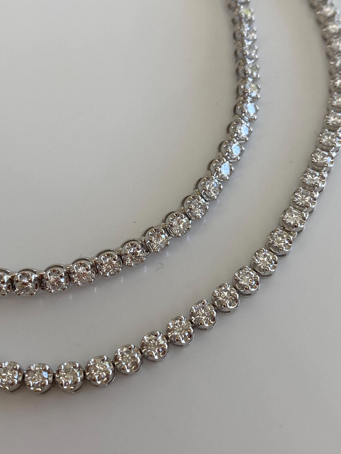 Vintage Solid 10k White Gold 7ct Diamond Link Necklace - 20 inches