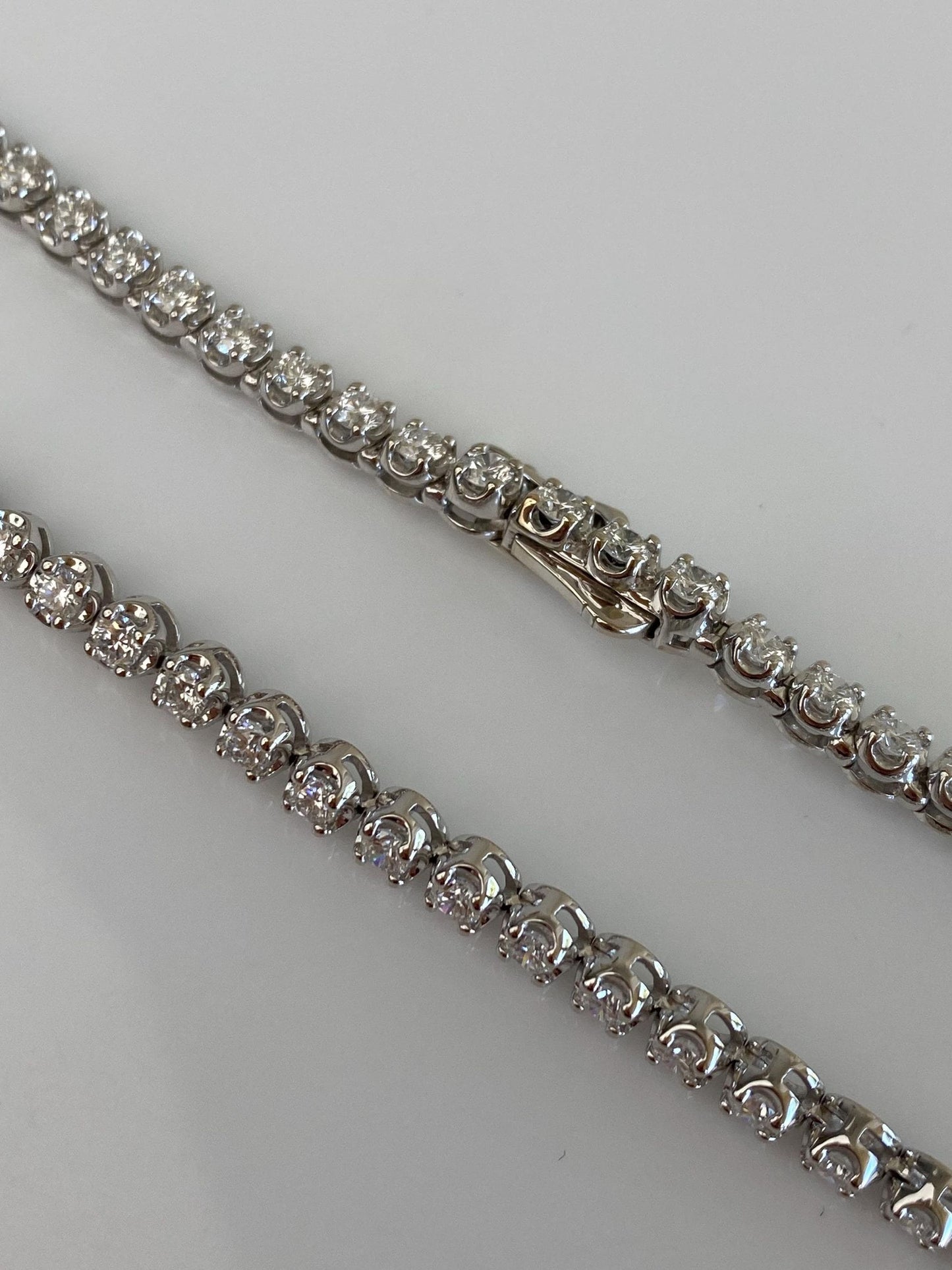 Vintage Solid 10k White Gold 7ct Diamond Link Necklace - 20 inches