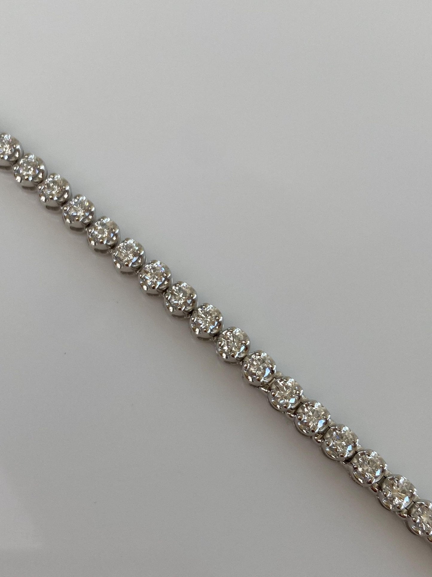 Vintage Solid 10k White Gold 7ct Diamond Link Necklace - 20 inches