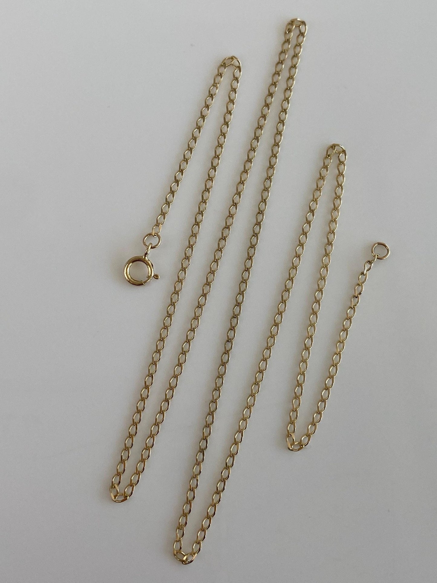 Vintage Solid 14k Yellow Gold Flat Elongated Chain Necklace - 18 inches