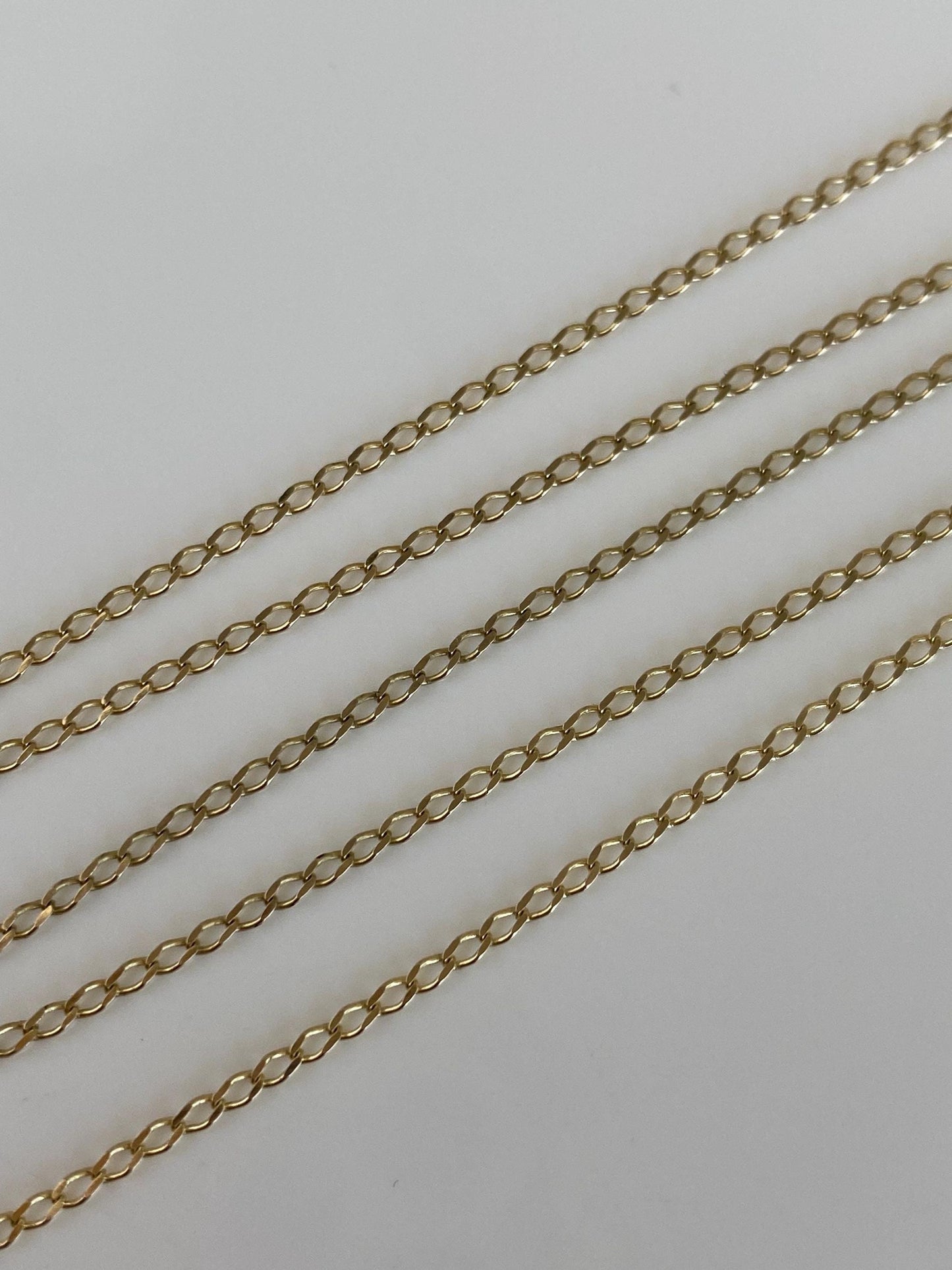 Vintage Solid 14k Yellow Gold Flat Elongated Chain Necklace - 18 inches