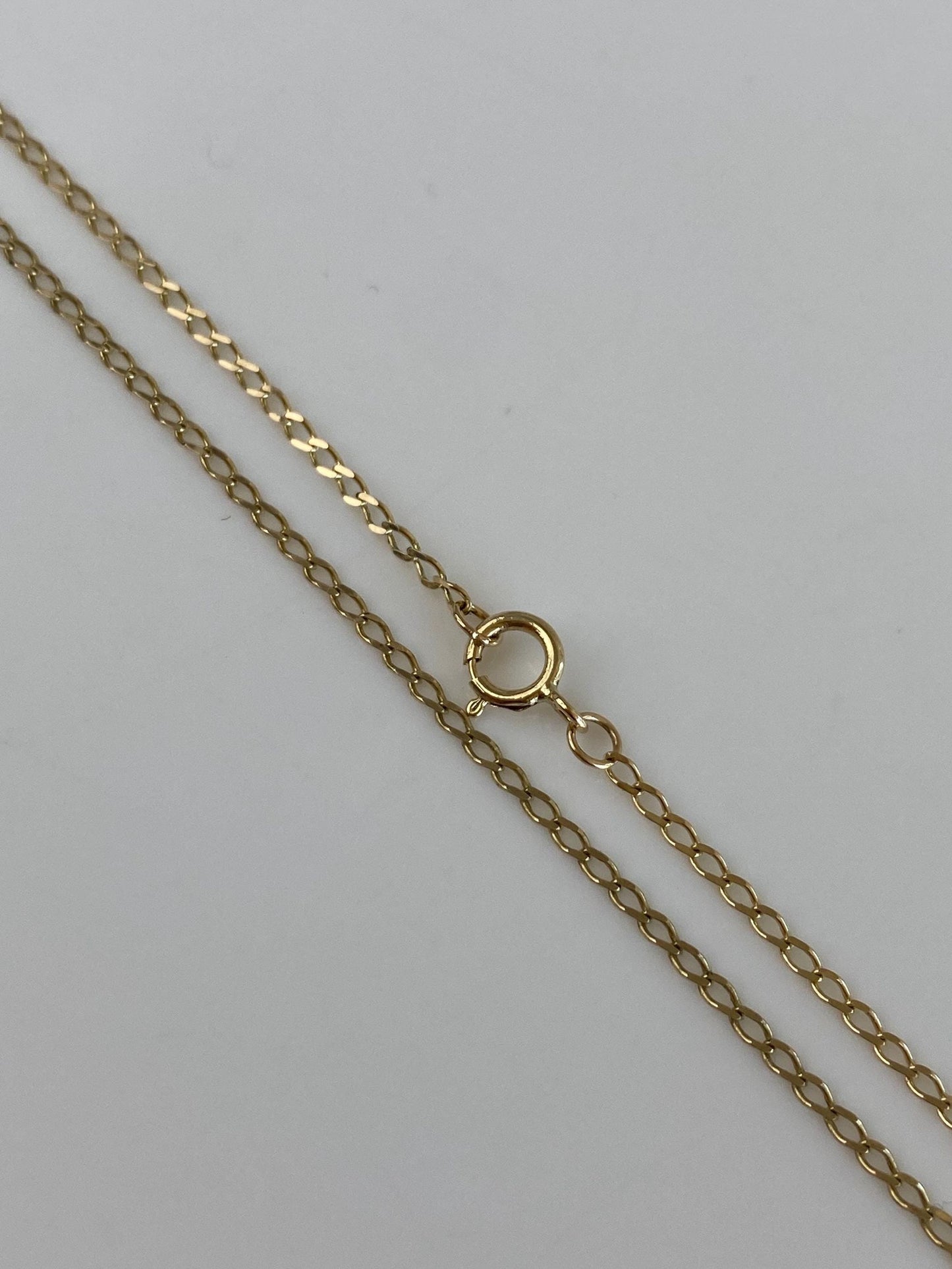 Vintage Solid 14k Yellow Gold Flat Elongated Chain Necklace - 18 inches