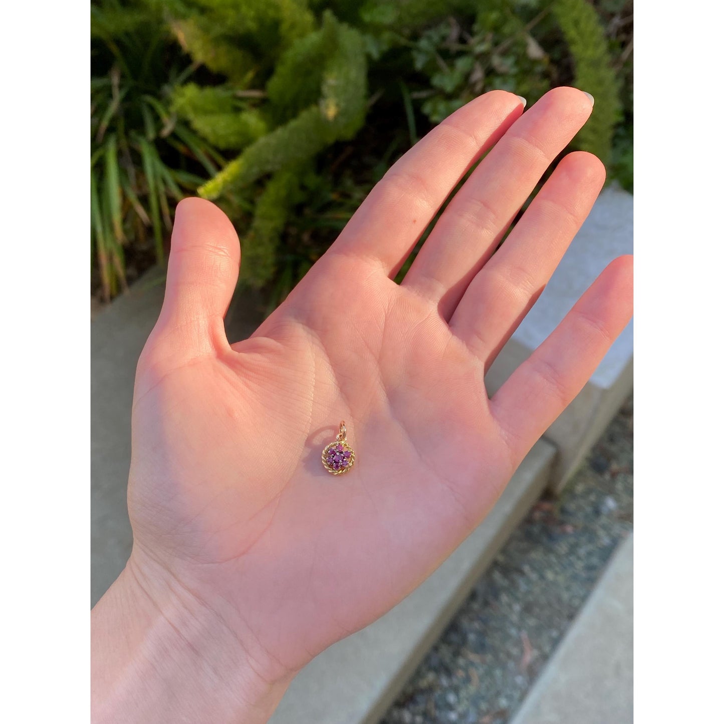 Solid 14k Yellow Gold Pink Spinel Cluster Charm