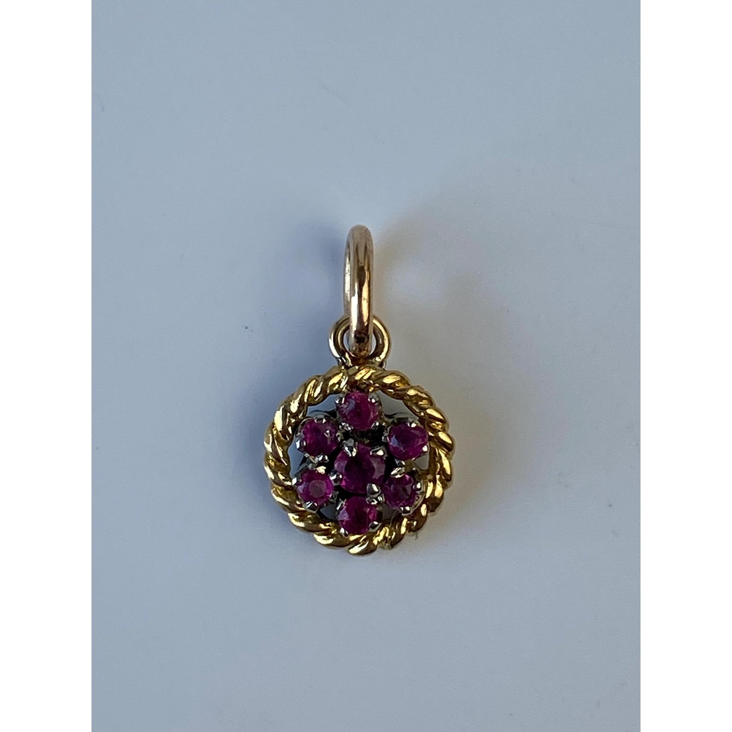 Solid 14k Yellow Gold Pink Spinel Cluster Charm