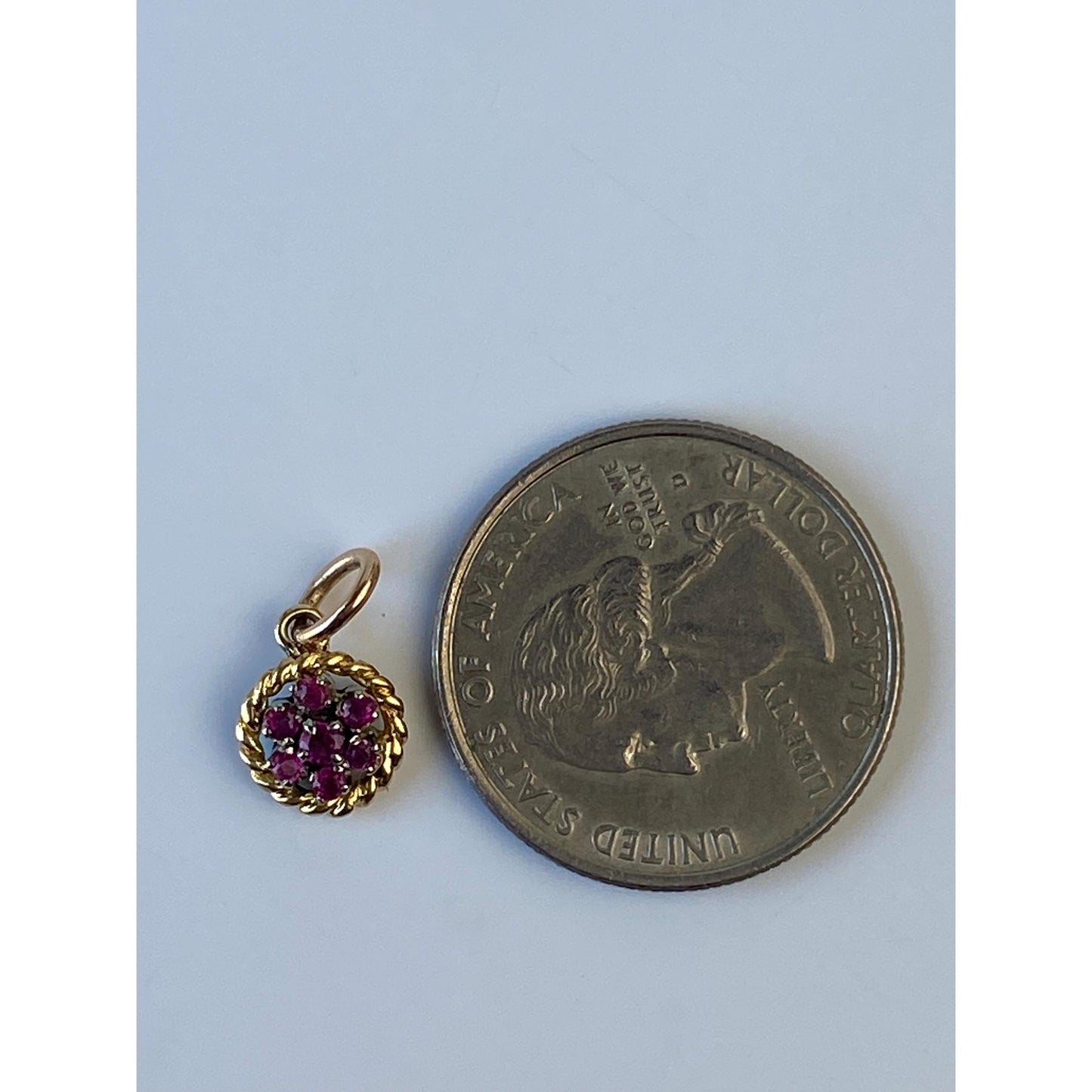 Solid 14k Yellow Gold Pink Spinel Cluster Charm