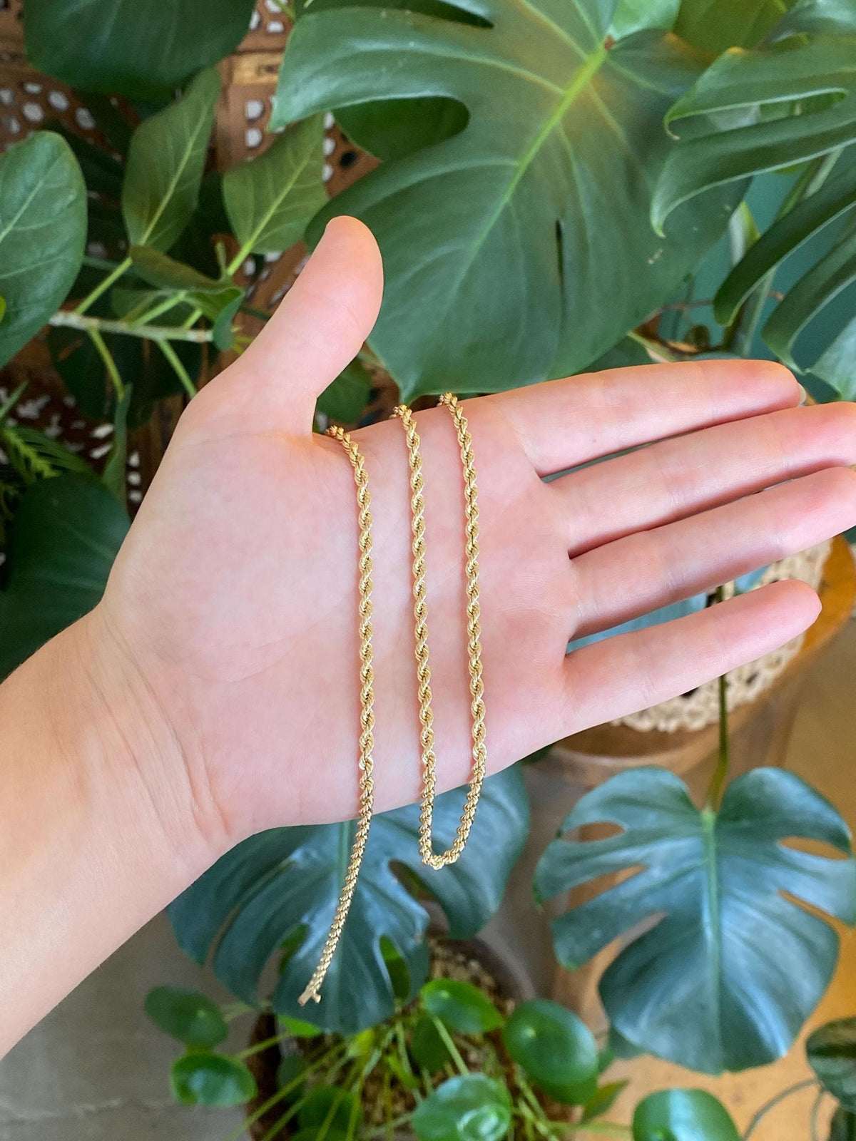 Vintage Solid 14k Yellow Gold Long Rope Chain Necklace - 30.5 inches