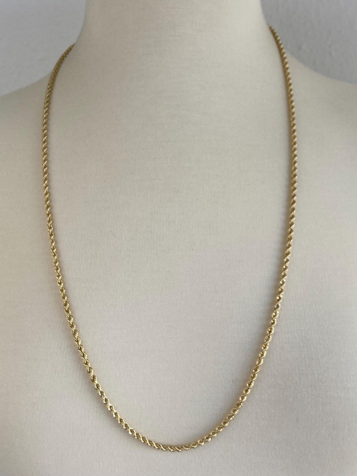 Vintage Solid 14k Yellow Gold Long Rope Chain Necklace - 30.5 inches