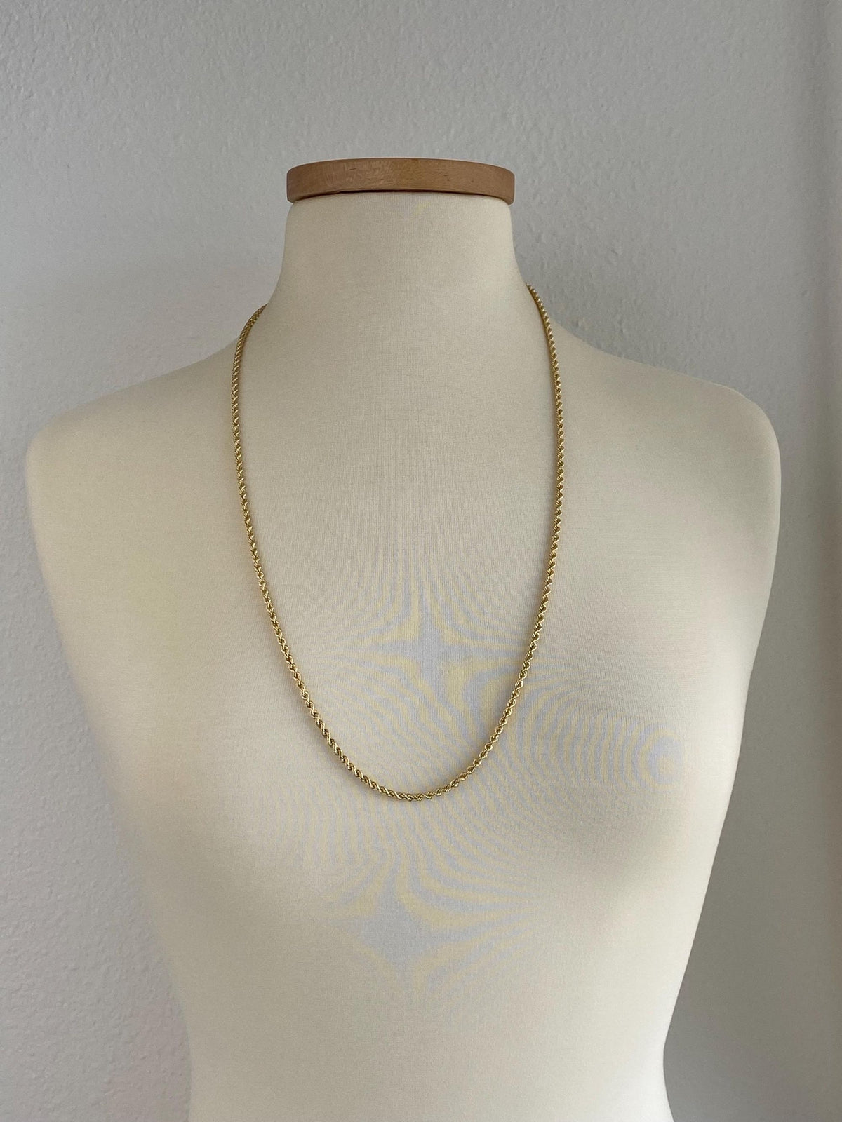 Vintage Solid 14k Yellow Gold Long Rope Chain Necklace - 30.5 inches