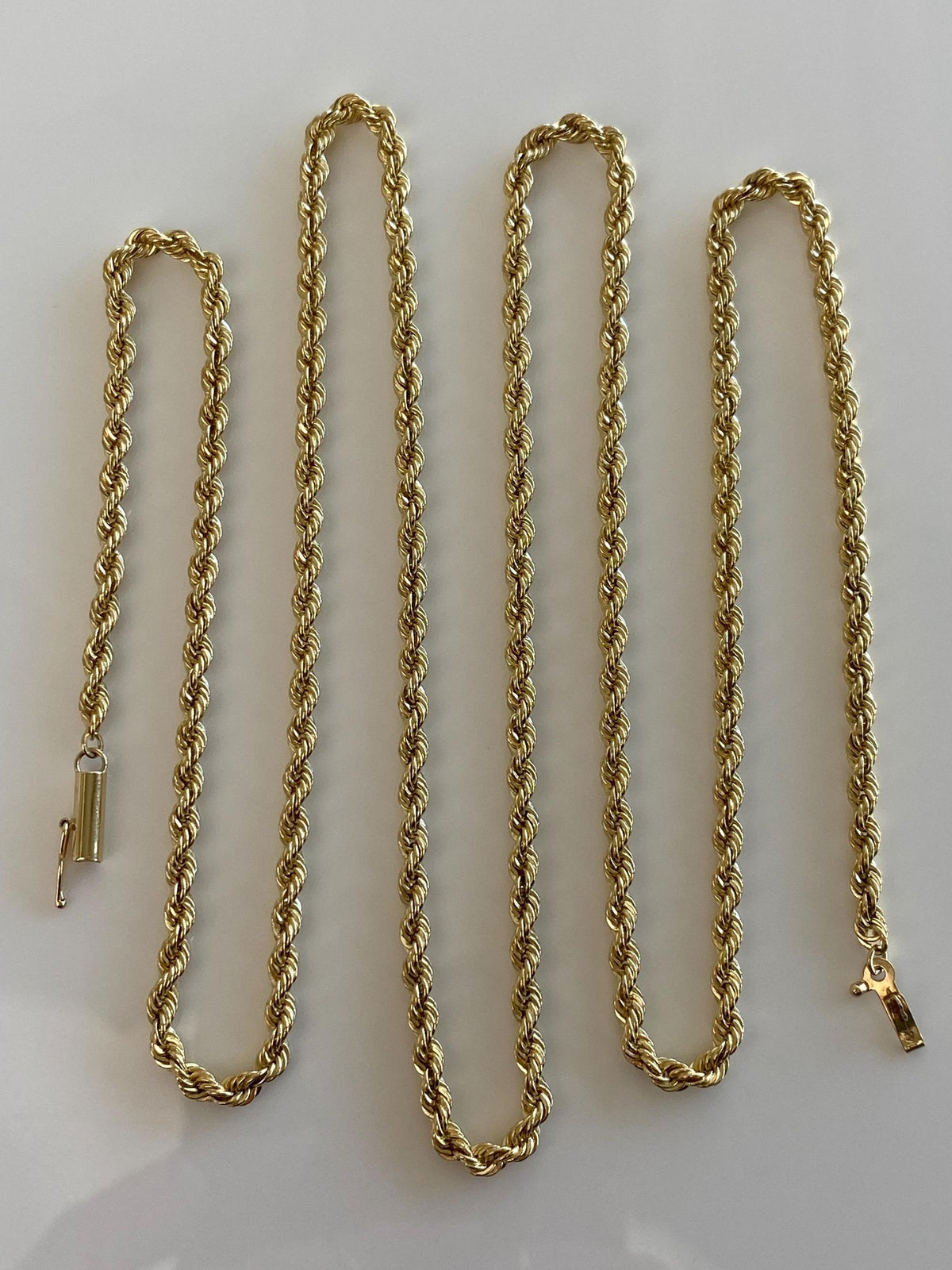 Vintage Solid 14k Yellow Gold Long Rope Chain Necklace - 30.5 inches
