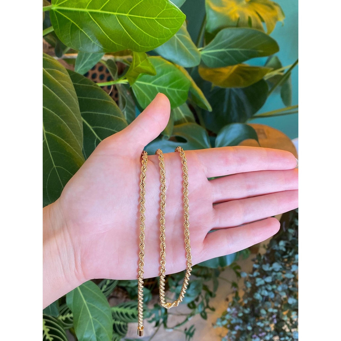 Vintage 14k Yellow Gold Rope Chain Necklace - 24 inches