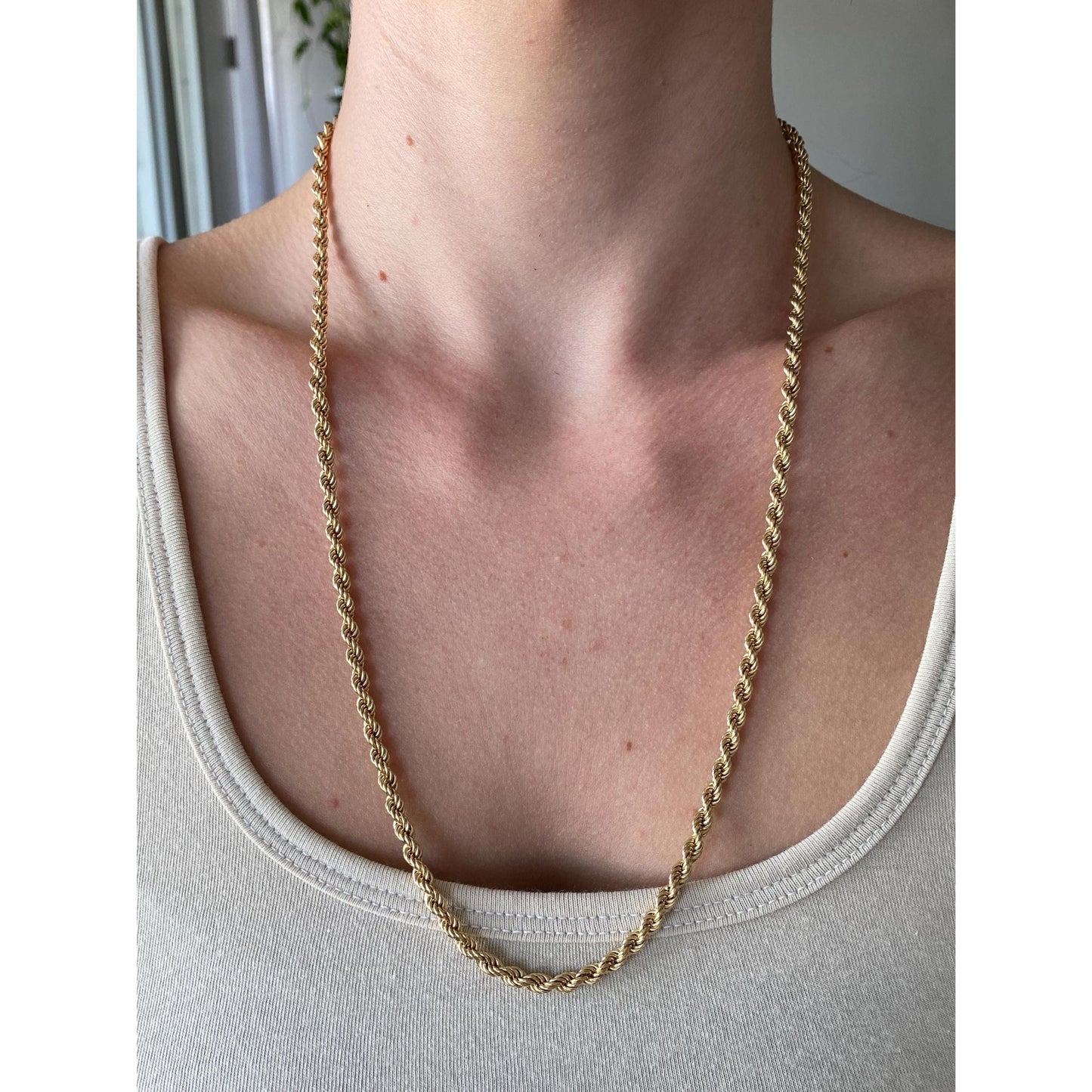 Vintage 14k Yellow Gold Rope Chain Necklace - 24 inches