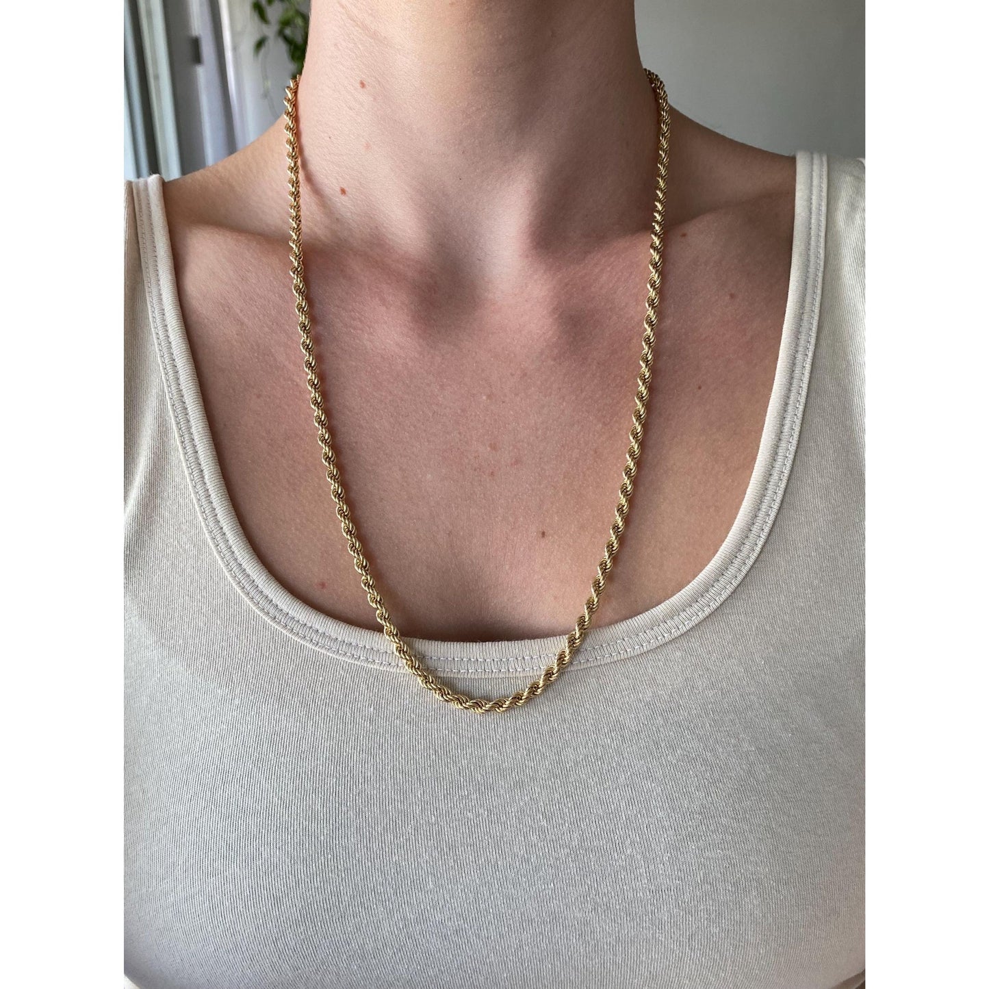 Vintage 14k Yellow Gold Rope Chain Necklace - 24 inches
