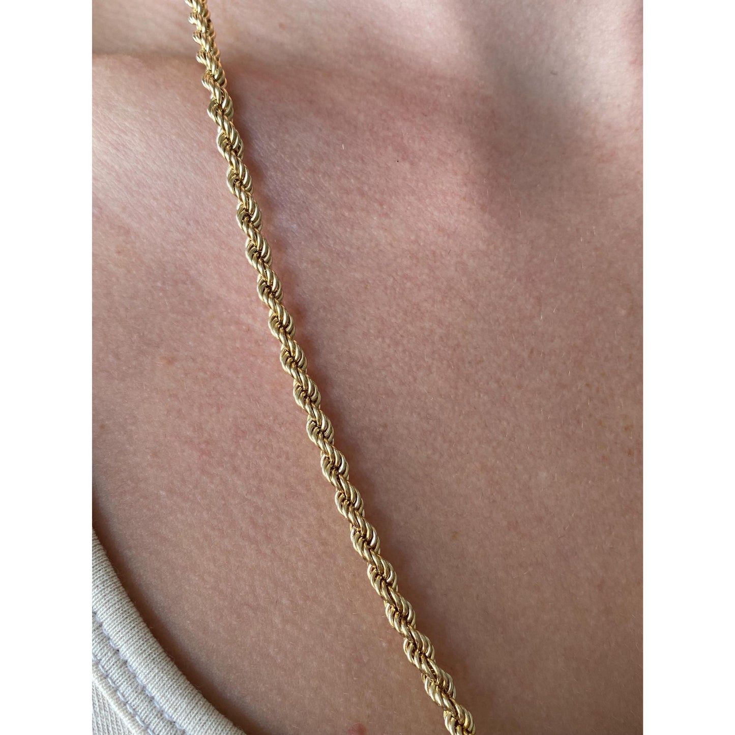 Vintage 14k Yellow Gold Rope Chain Necklace - 24 inches