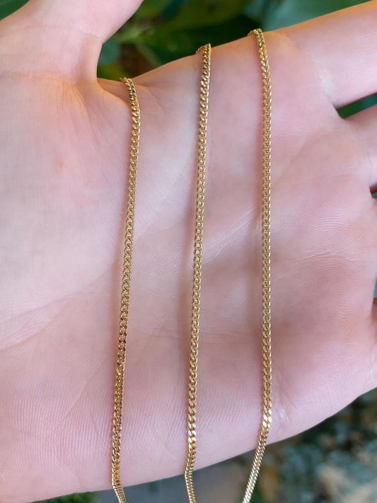 Vintage Solid 14k Yellow Gold Curb Chain Necklace - 20 inches