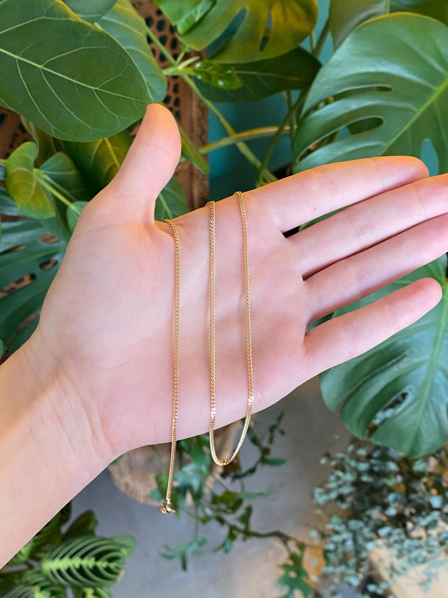 Vintage Solid 14k Yellow Gold Curb Chain Necklace - 20 inches