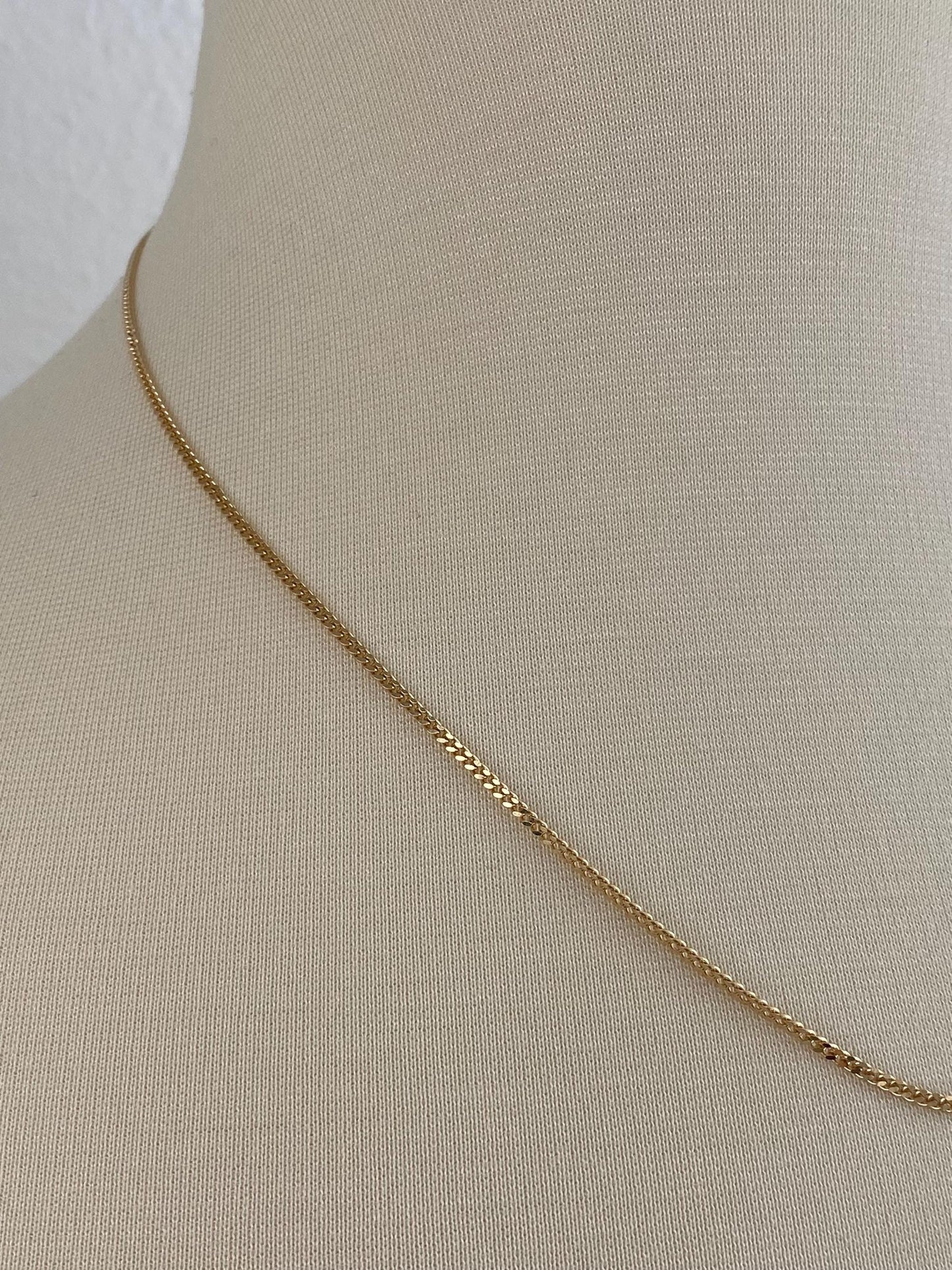 Vintage Solid 14k Yellow Gold Curb Chain Necklace - 20 inches