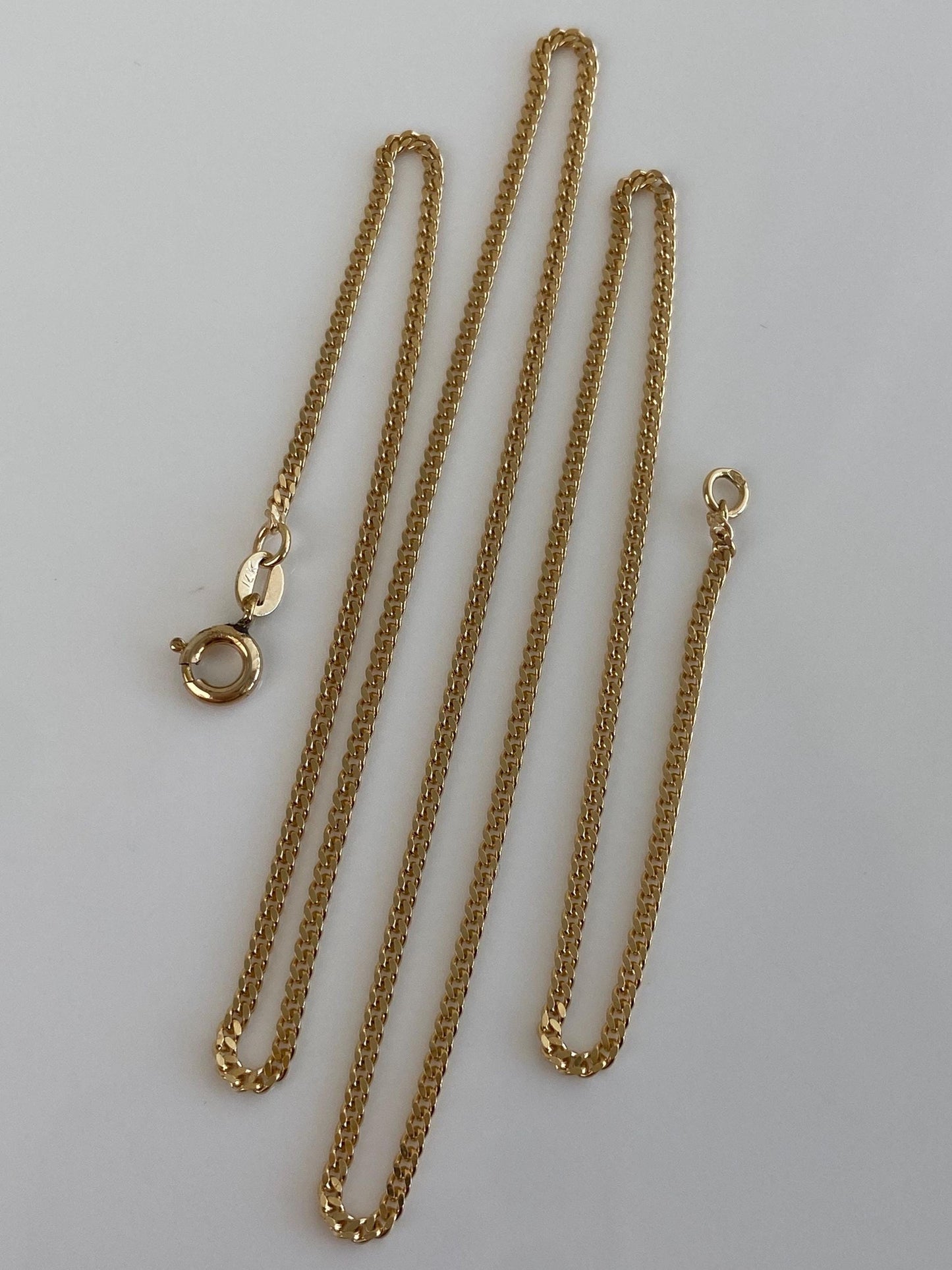 Vintage Solid 14k Yellow Gold Curb Chain Necklace - 20 inches