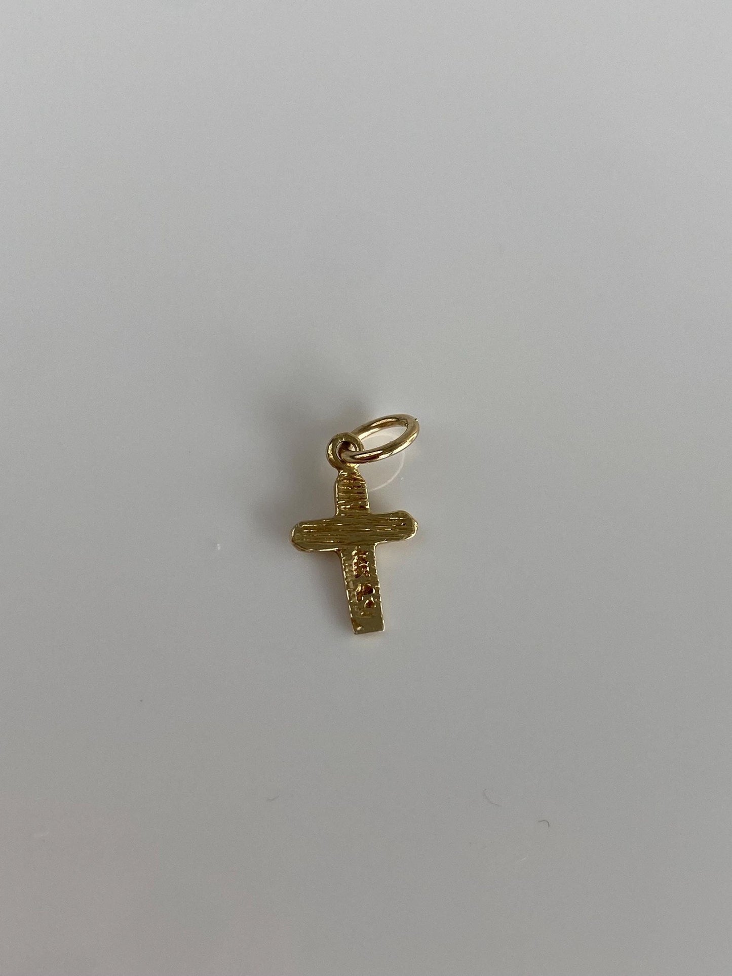 Vintage Solid 14k Yellow Gold Diamond Cut Little Cross Charm