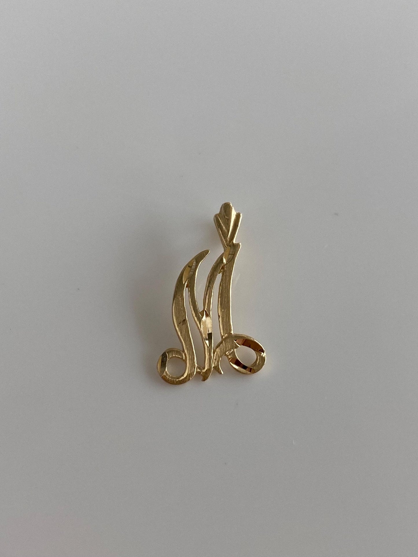 Solid 14k Yellow Gold Diamond Cut Initial "M" Charm