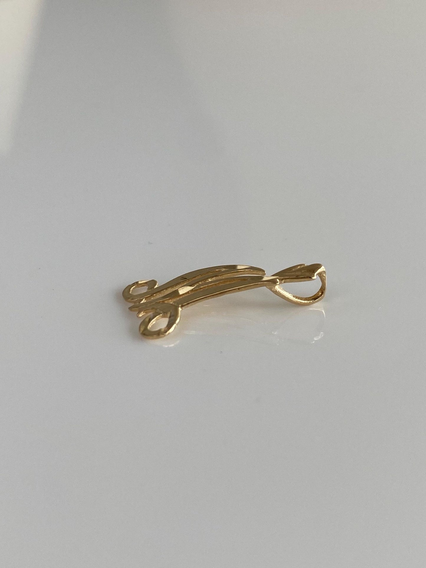 Solid 14k Yellow Gold Diamond Cut Initial "M" Charm