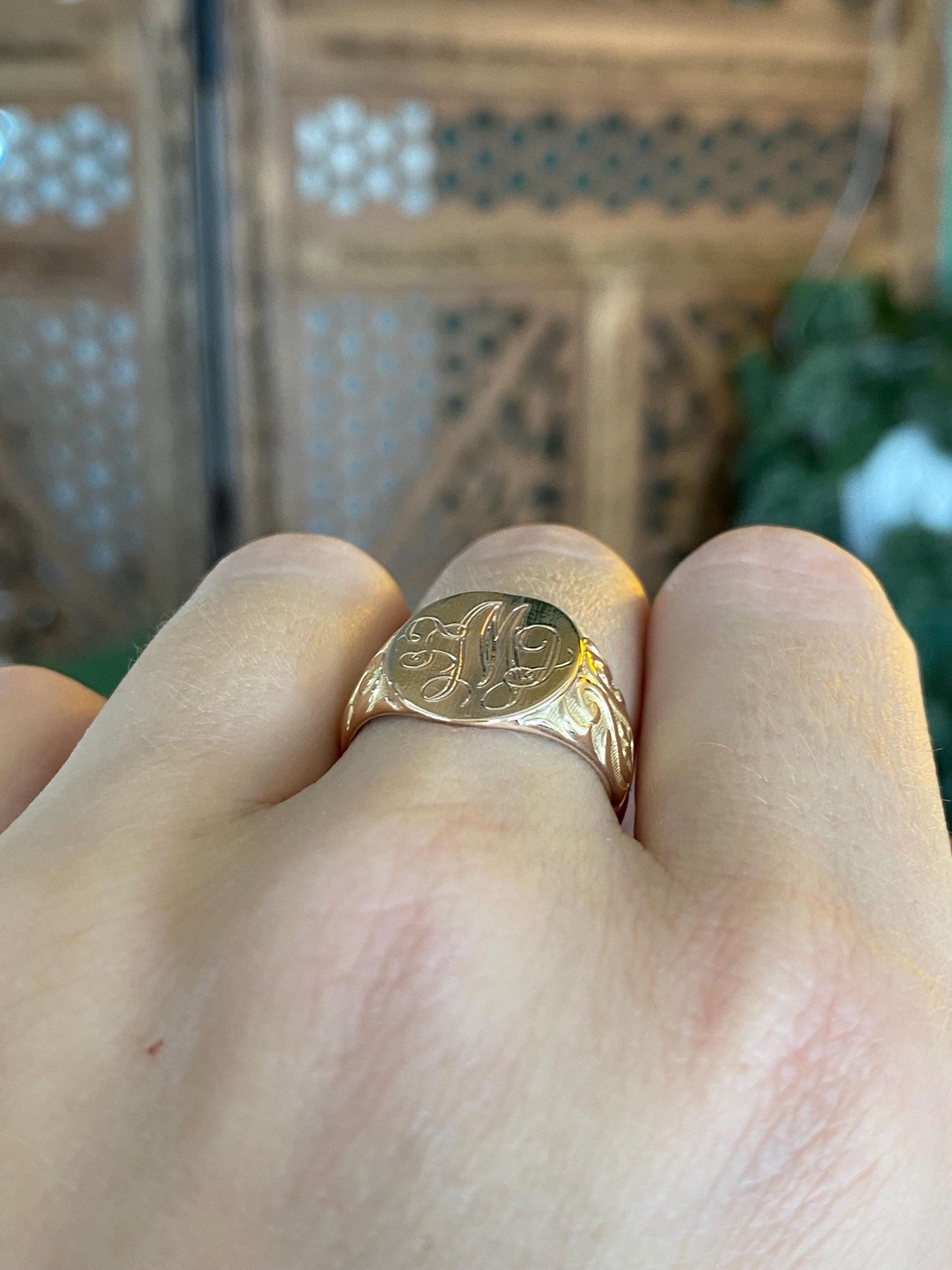 Vintage Solid 10k Rosey Gold Monogram Signet Ring - Size 6.75