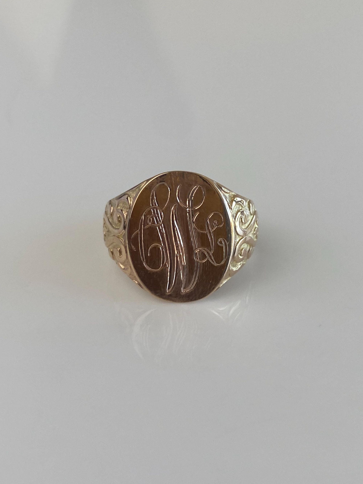 Vintage Solid 10k Rosey Gold Monogram Signet Ring - Size 6.75